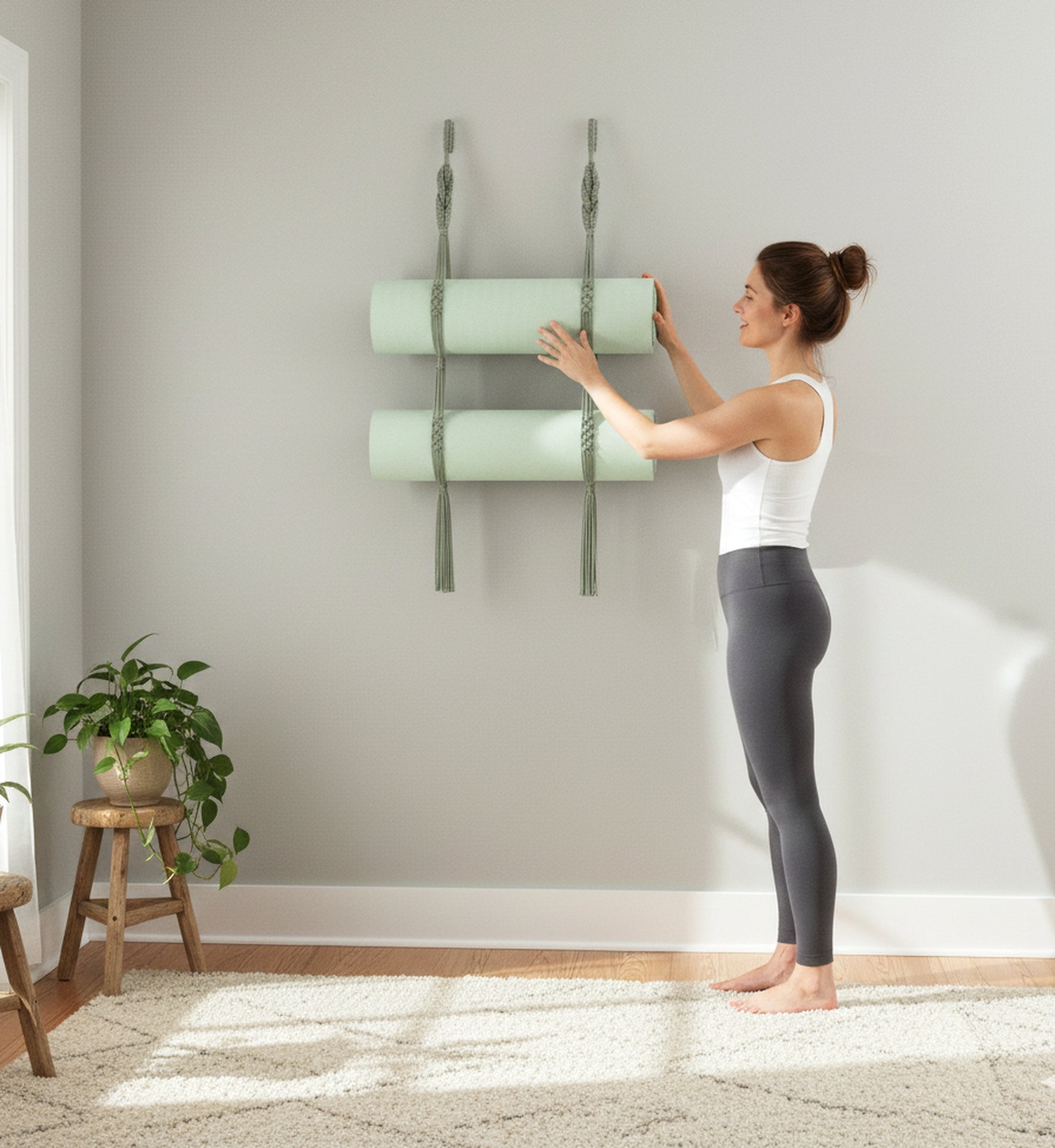 Macrame Yoga Mat Holder for Yoga Mat Storage and Home Decor I84