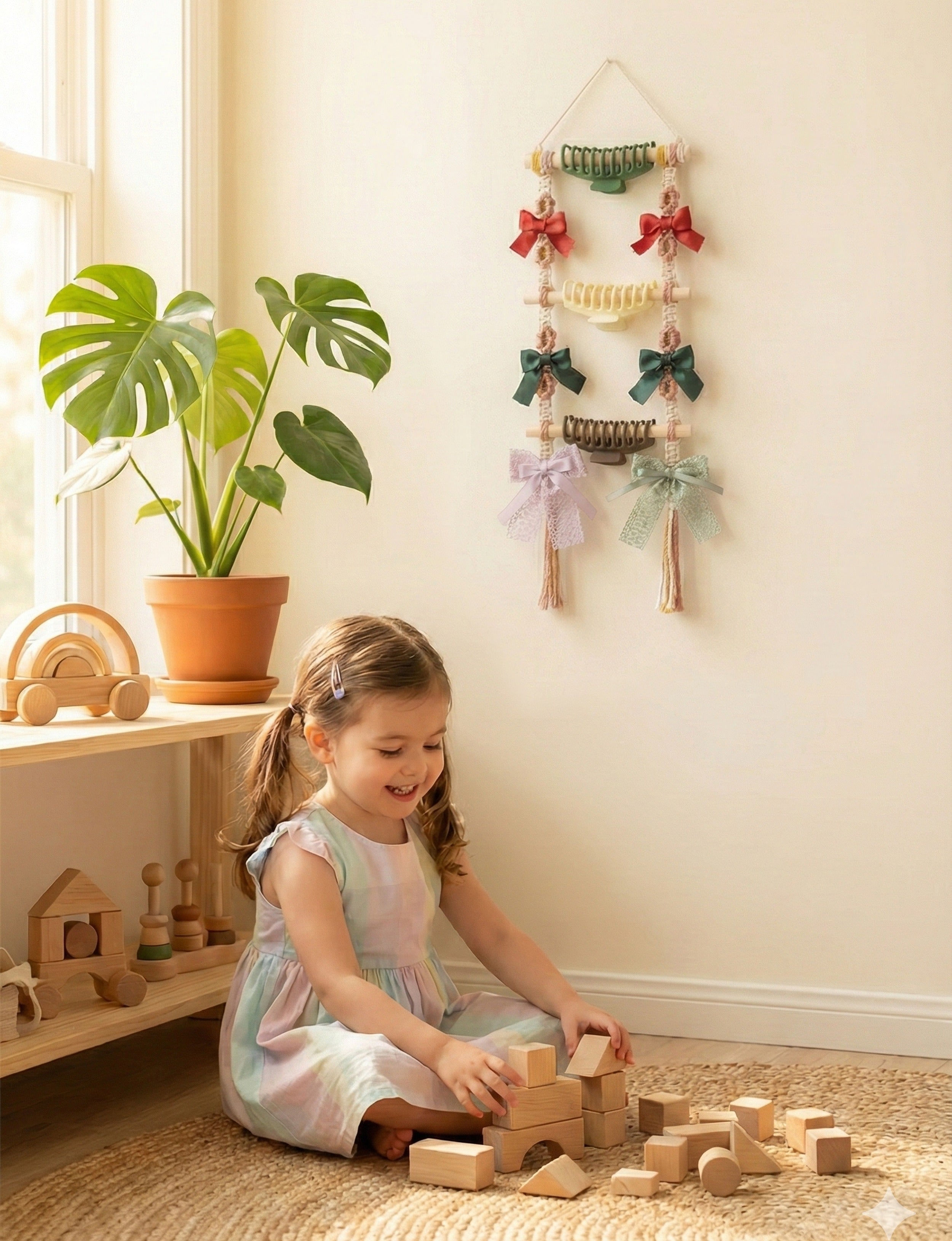 Macrame Hair Clip Holder macrame for Nursery Wall Decor I90