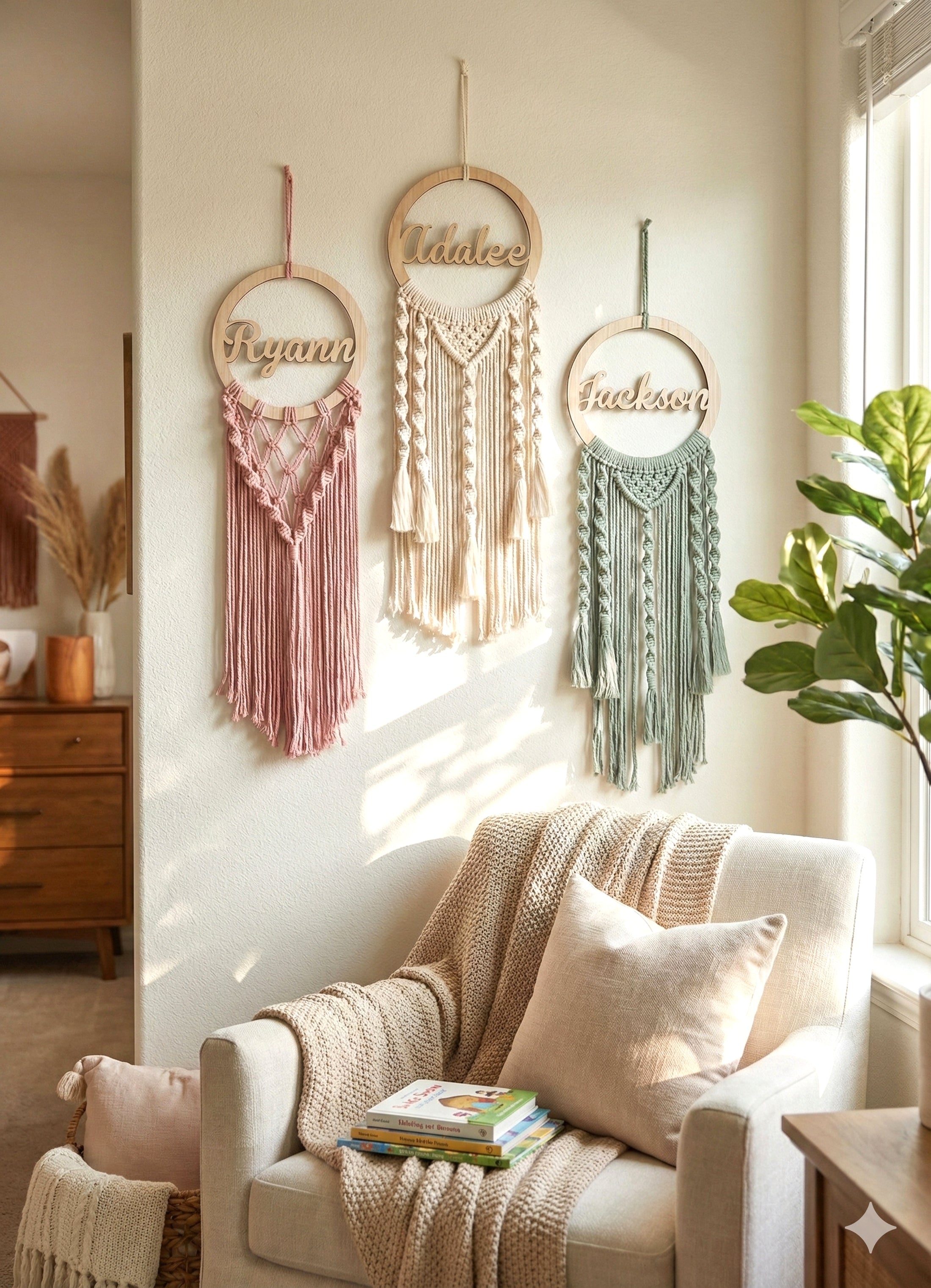 Personalized Name Sign Macrame Wall Hanging for Unique Wall Decor W08