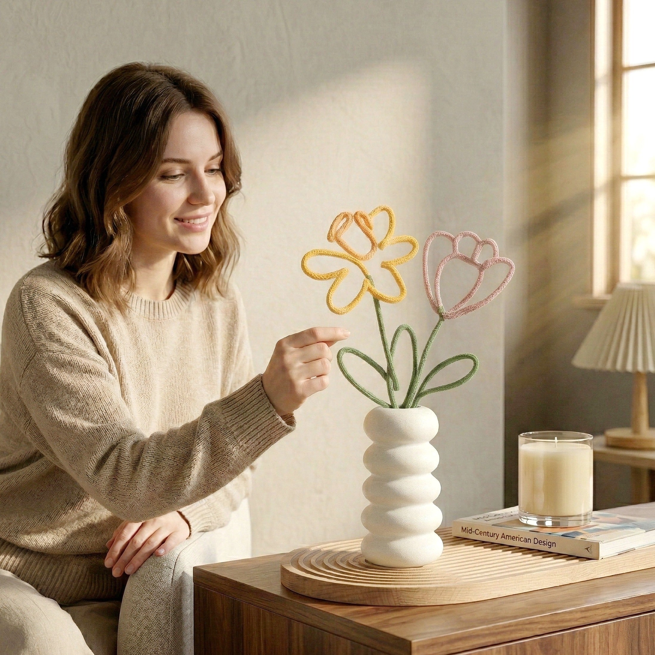 Flower Vase Stems Decor Handmade for Boho Floral Wall Decor U41