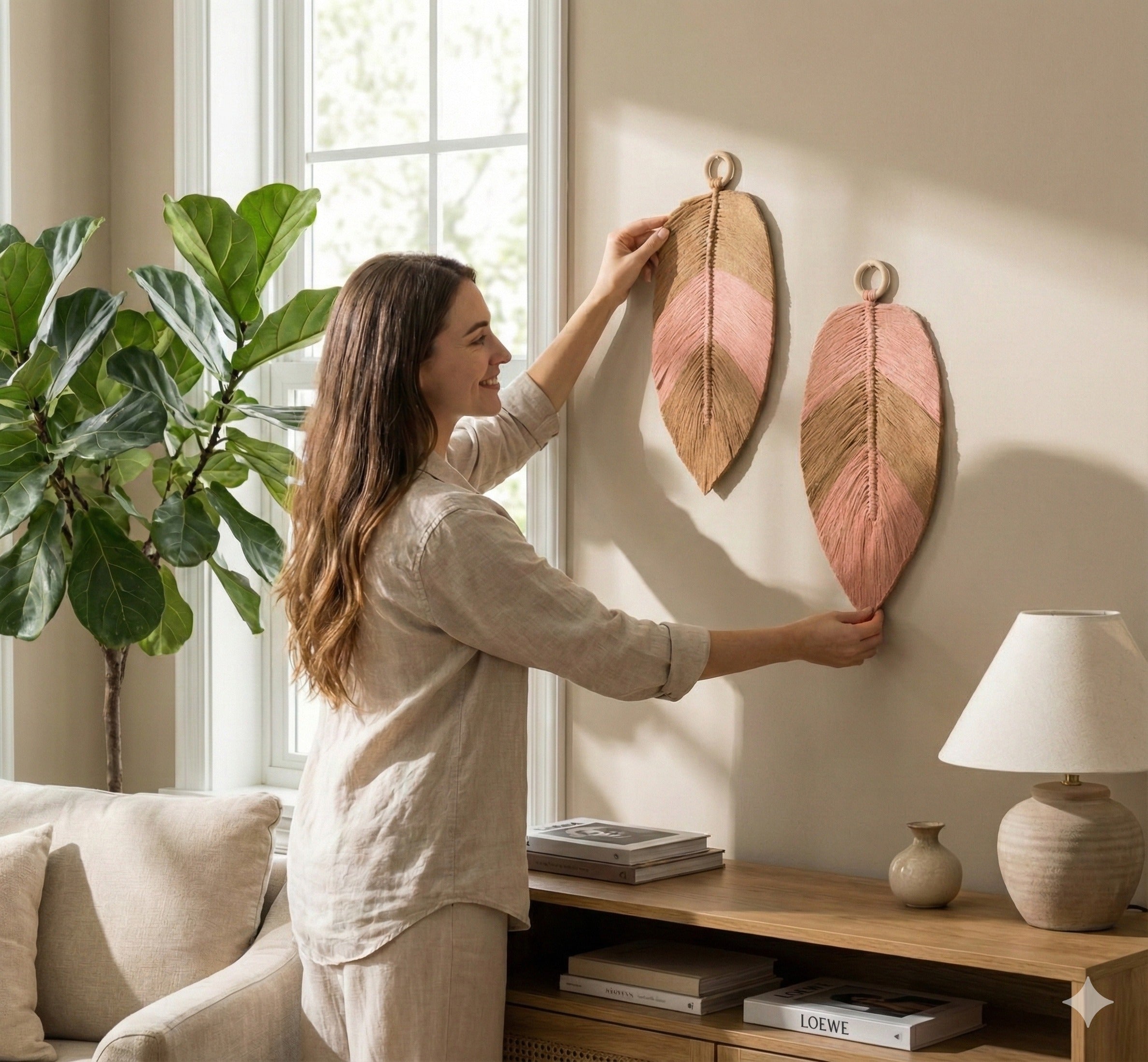 Macrame Leaf Wall Hanging for Farmhouse Decor L11