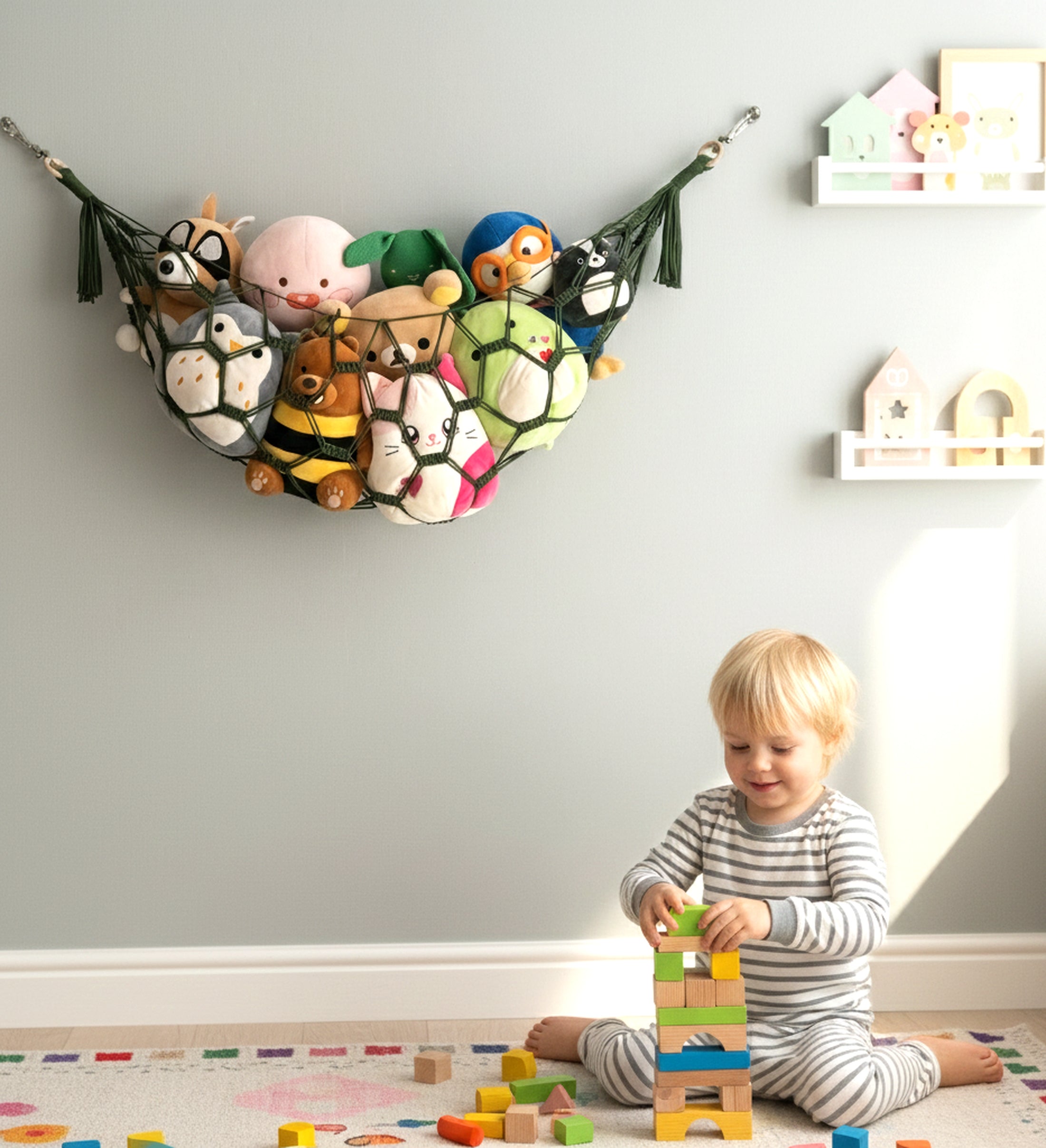 Macrame Toy Storage Hammock Macrame for Stuffed Animal Storage and Boho Kids Decor I25