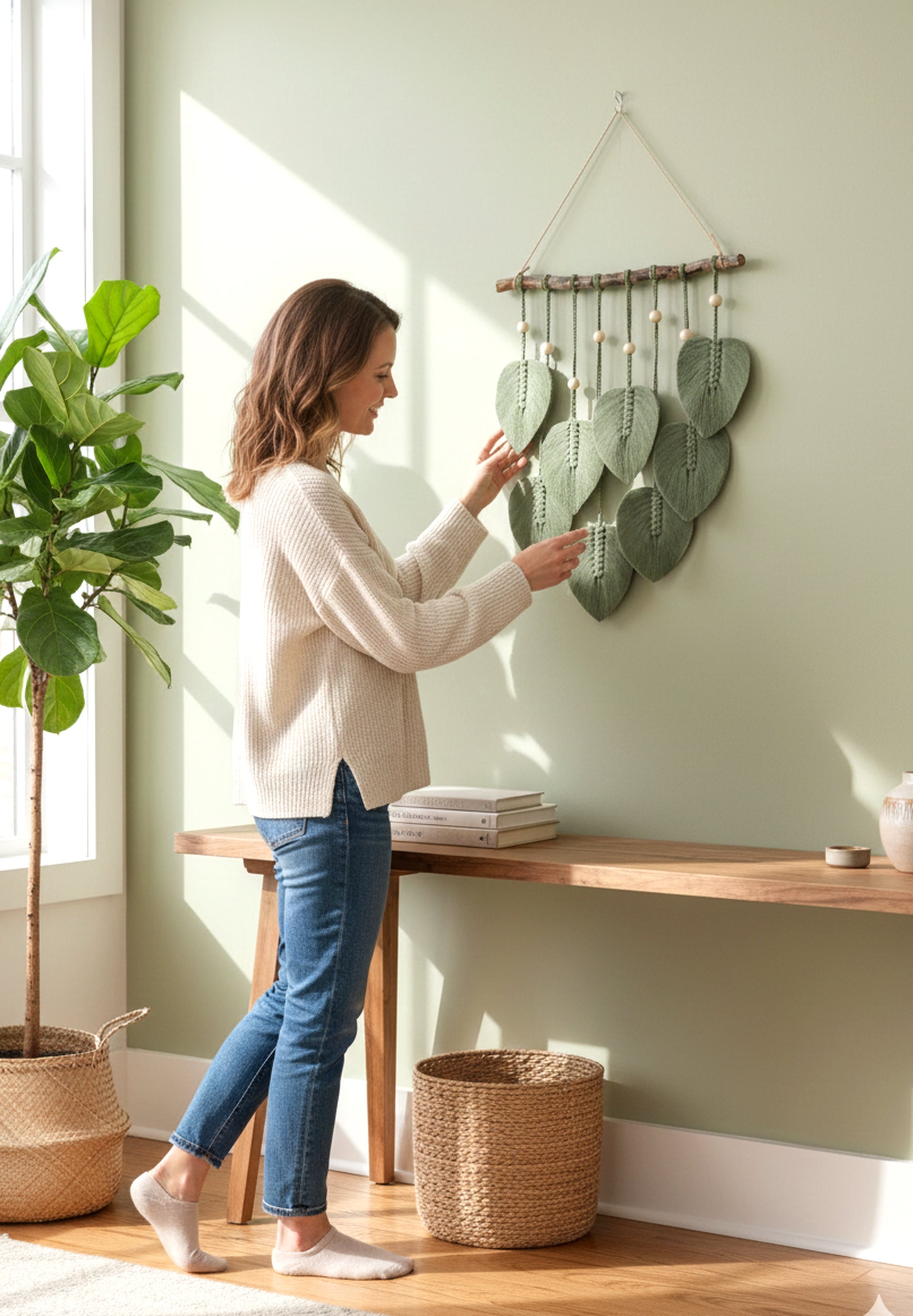 Macrame Leaves Wall Hanging macrame cord for Boho Wall Decor L02