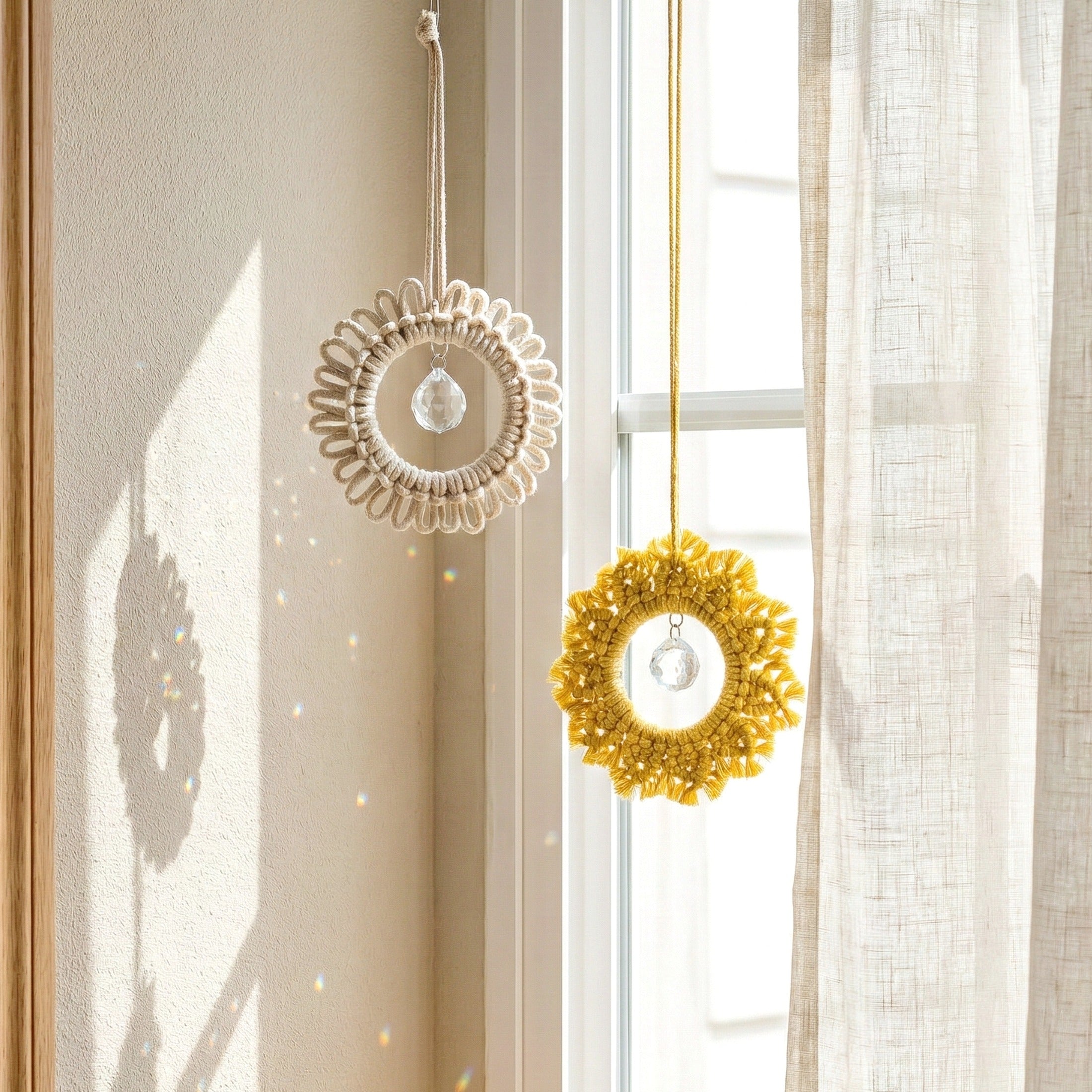 Macrame Crystal Suncatcher Ornament for Window Suncatcher Decor U38