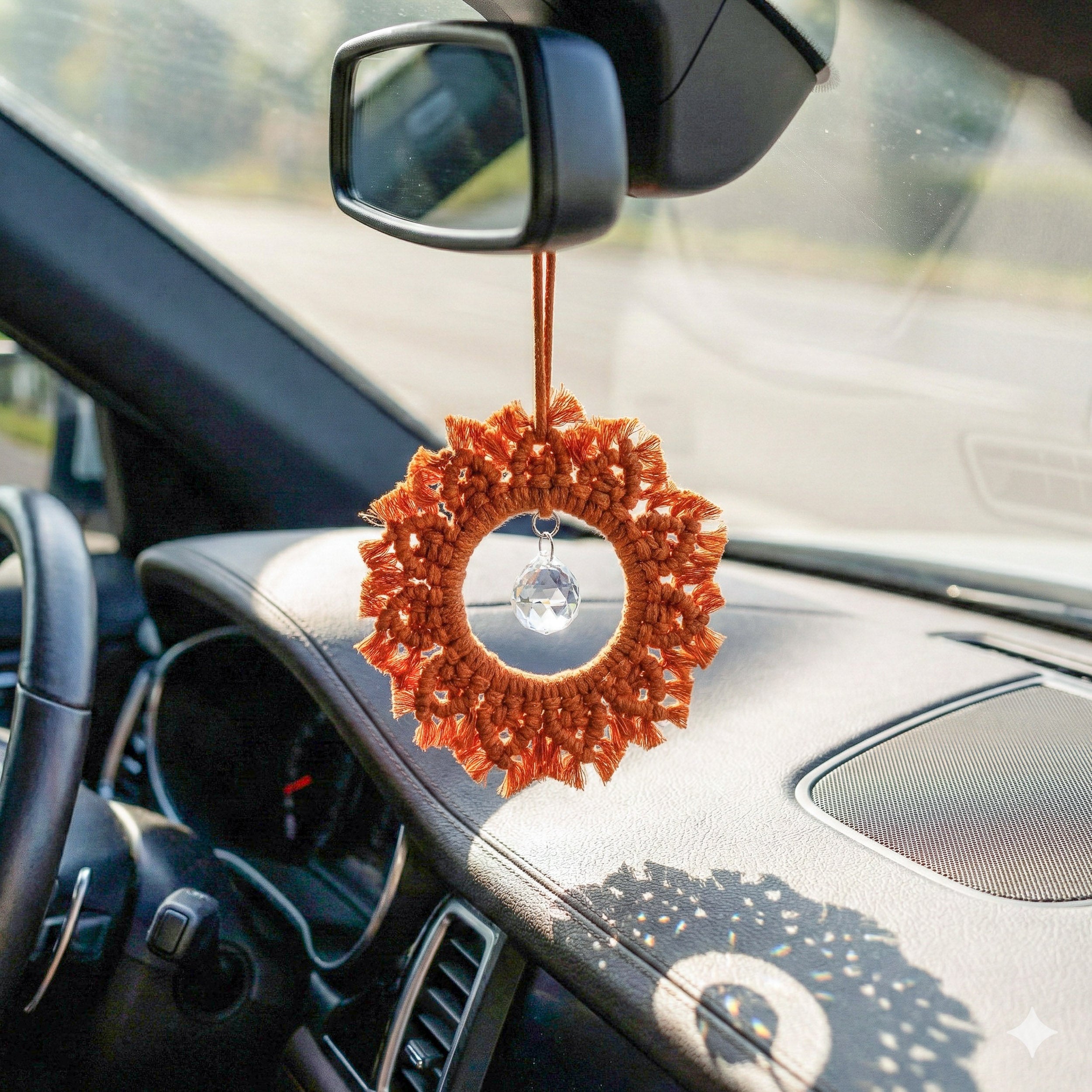 Macrame Crystal Suncatcher Ornament for Rainbow Window Decor U38