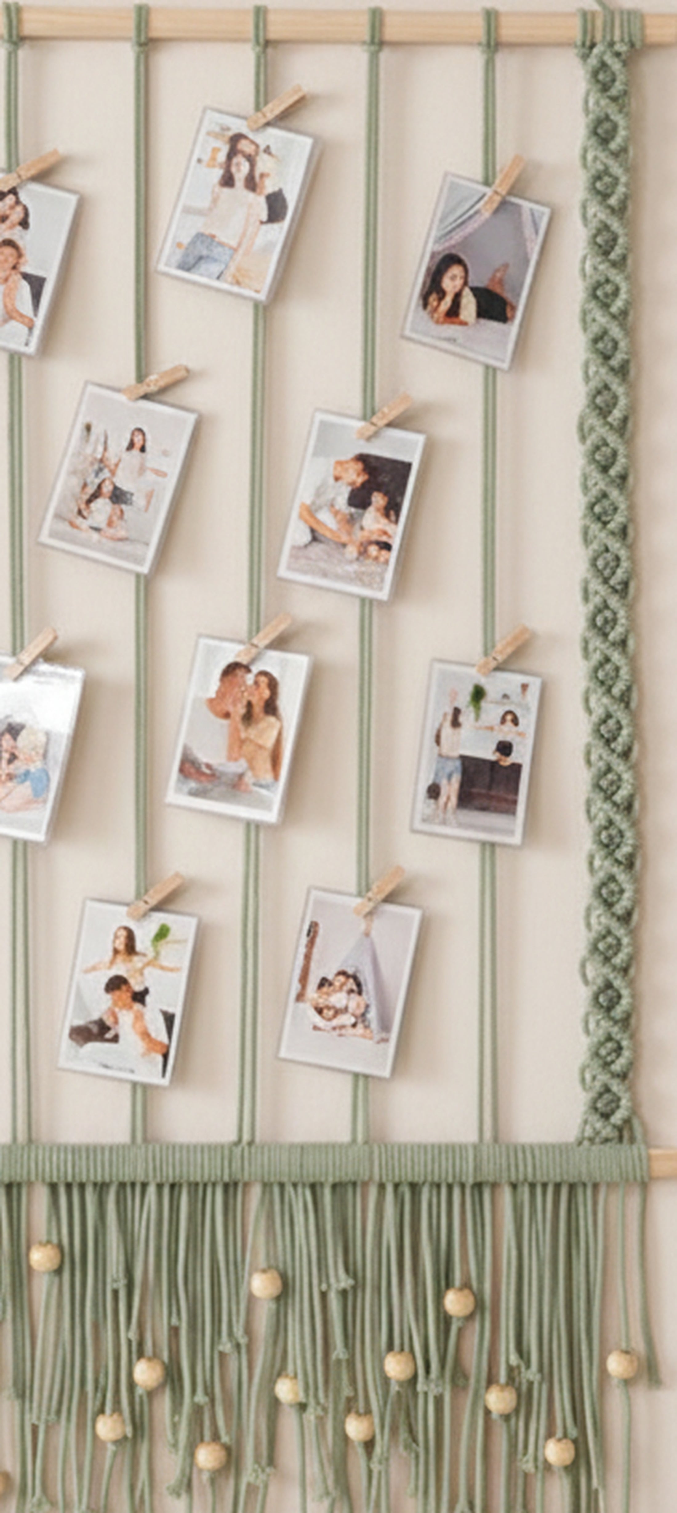 Macrame Photo Hanger macrame cord picture holder for wall photo display H89