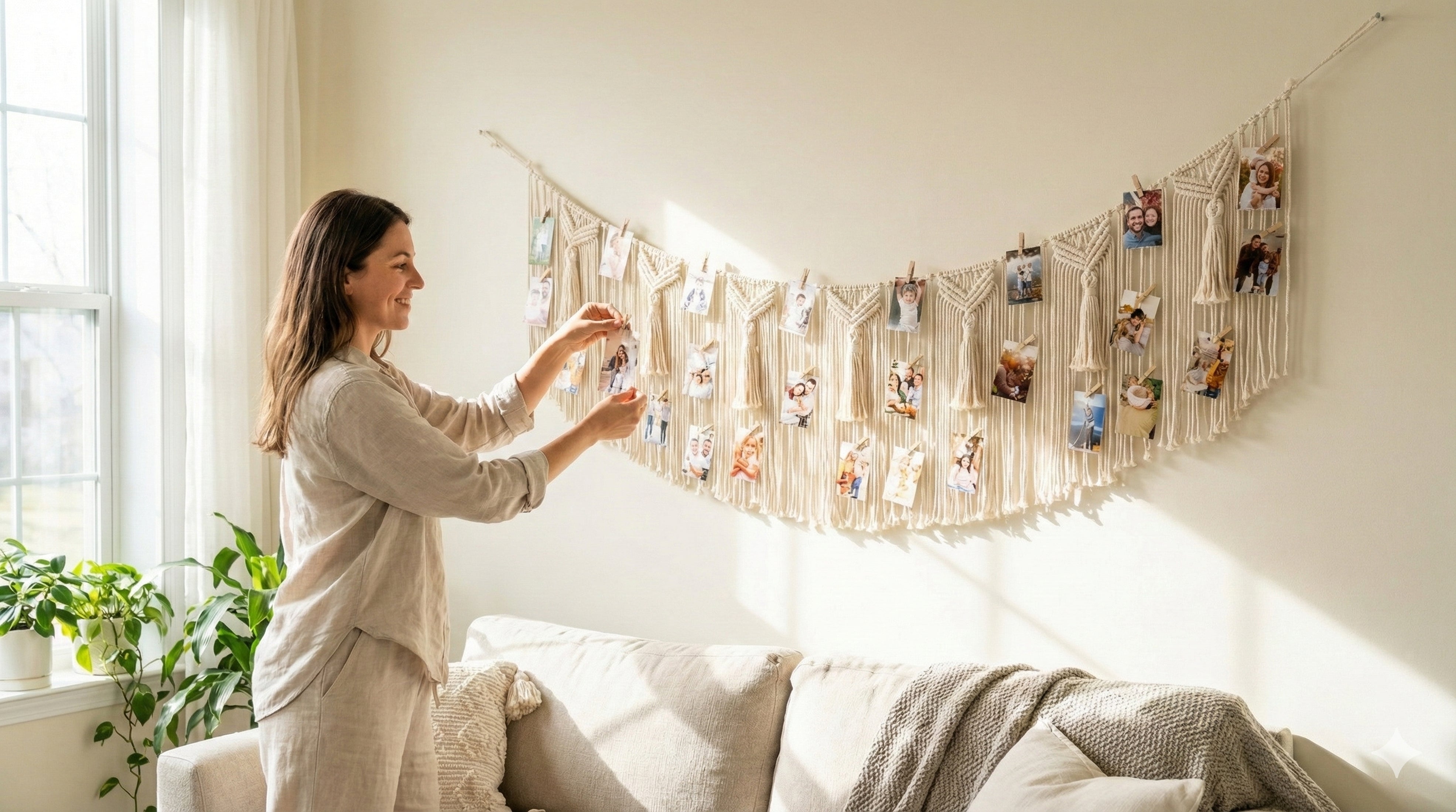 Macrame Photo Hanger macrame cord for Photo Wall Decor and Boho Display I77