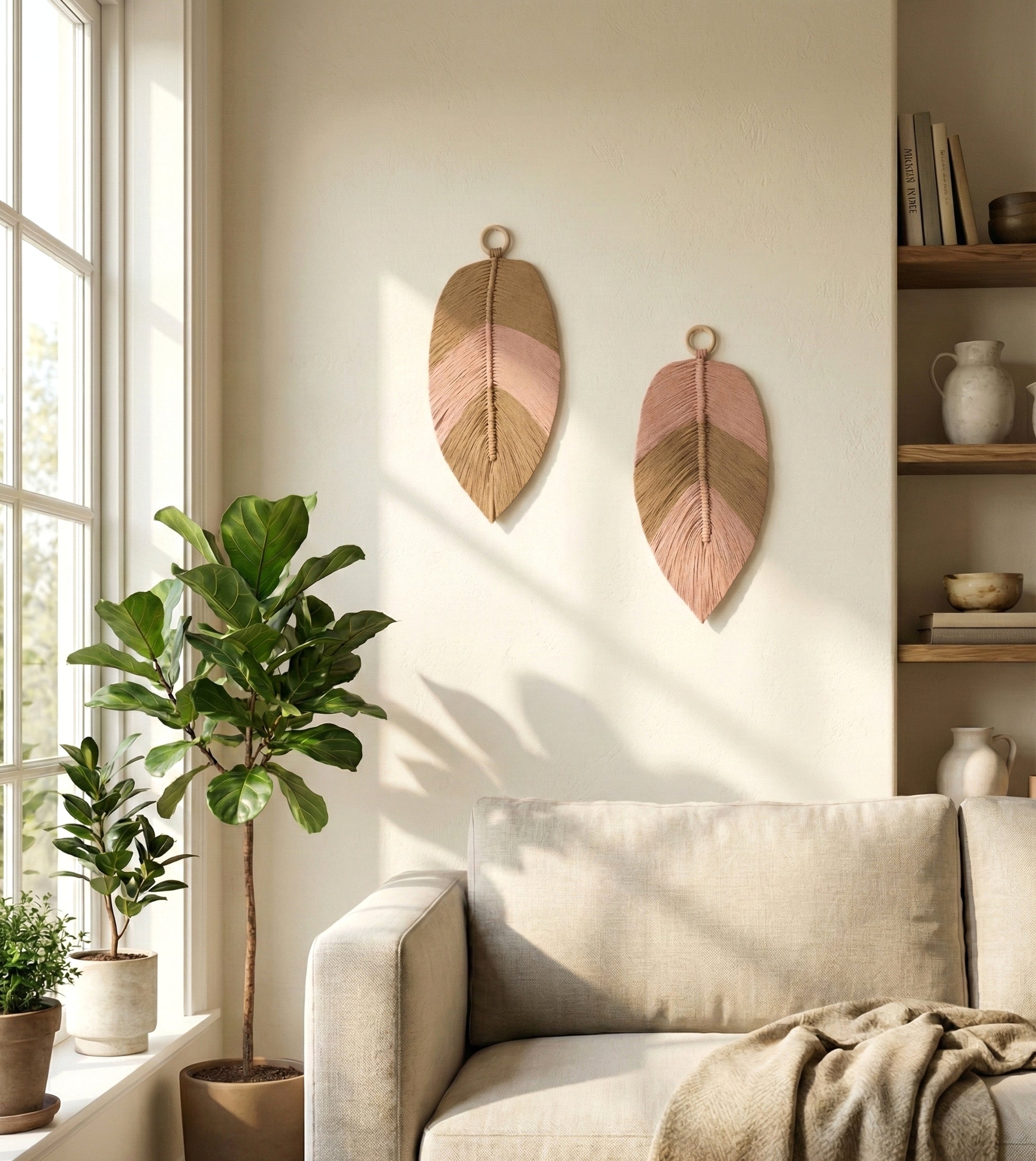 Macrame Leaf Wall Hanging for Farmhouse Decor L11