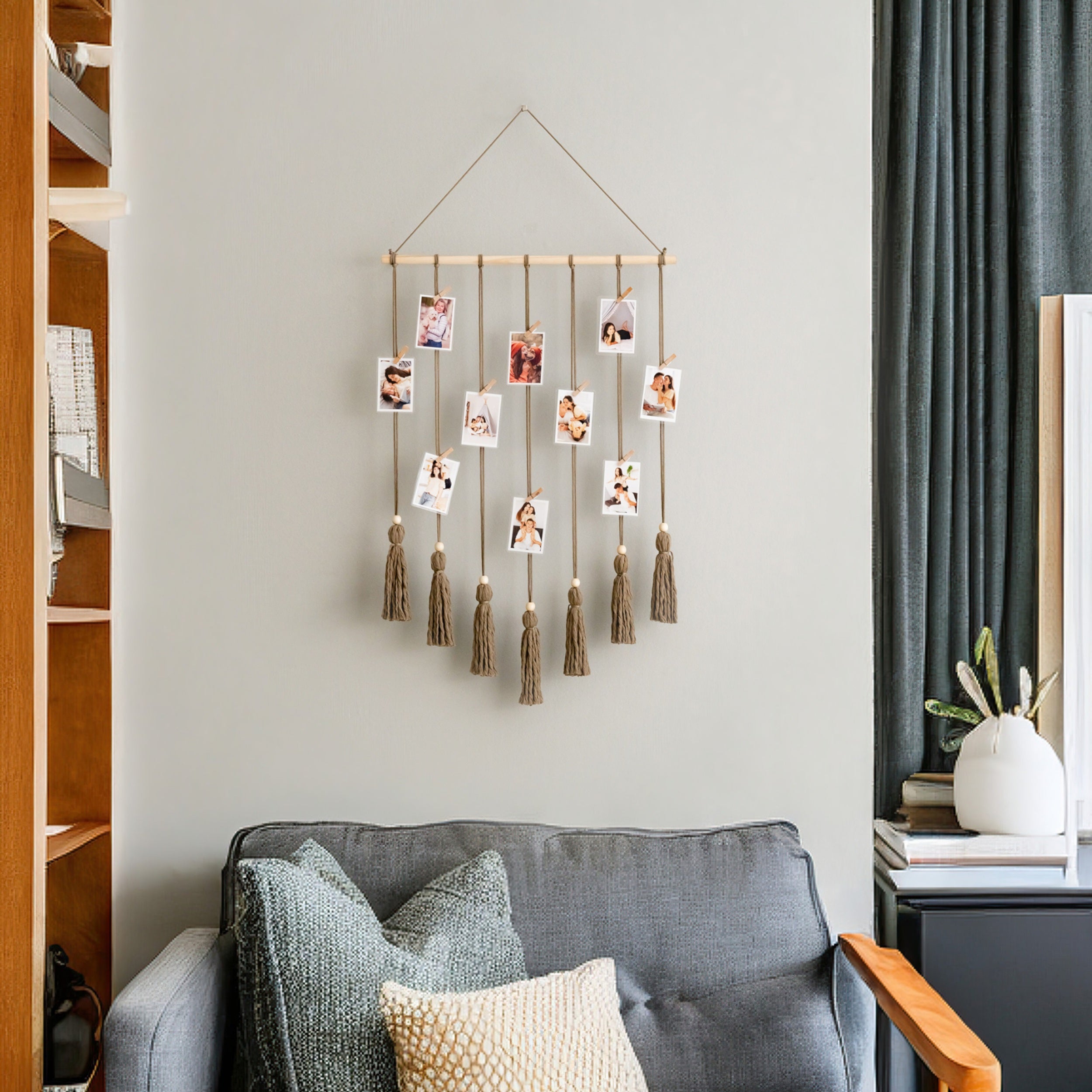 Boho Macrame Photo Display Hanger for Wall Décor H02