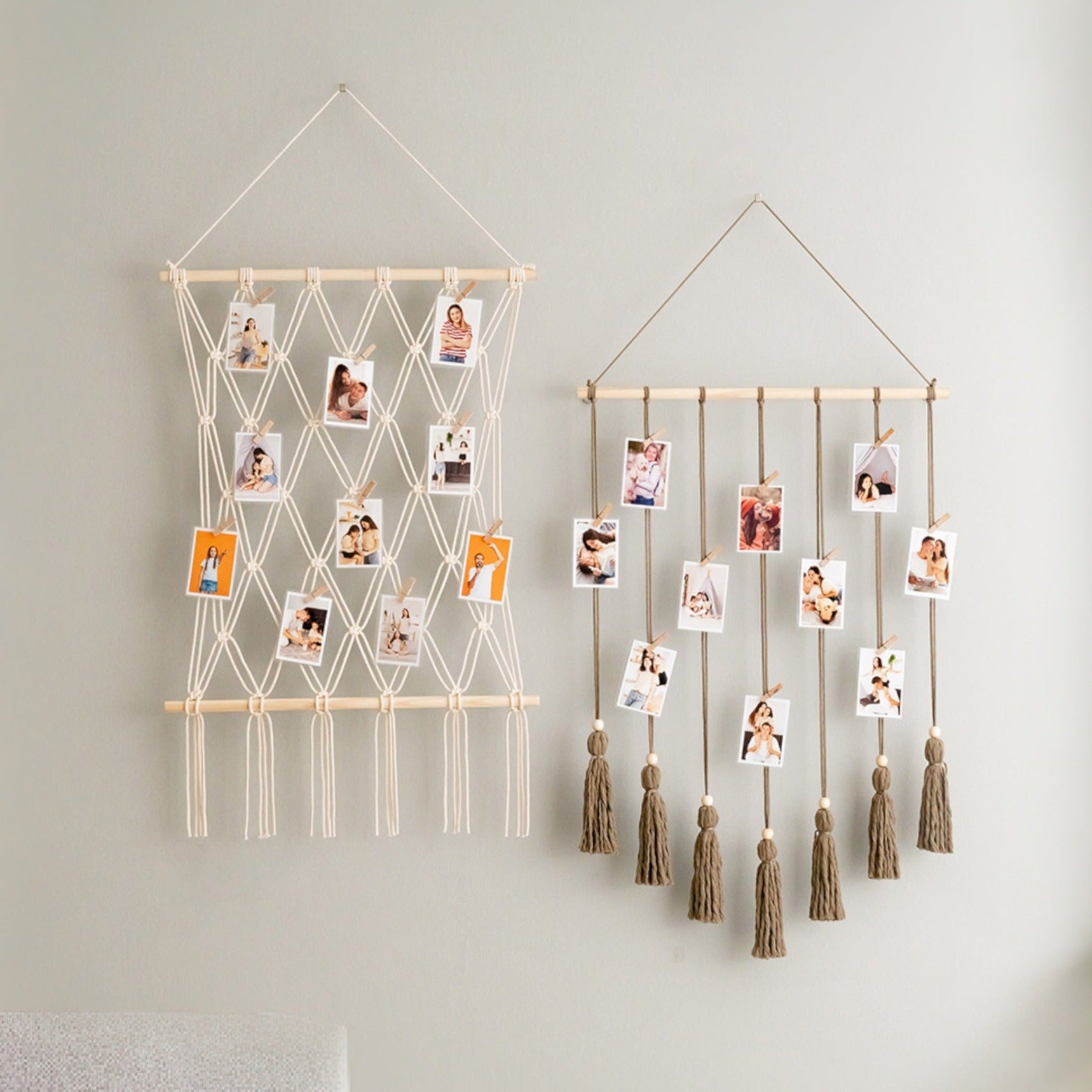 Boho Macrame Photo Display Hanger for Wall Décor H02
