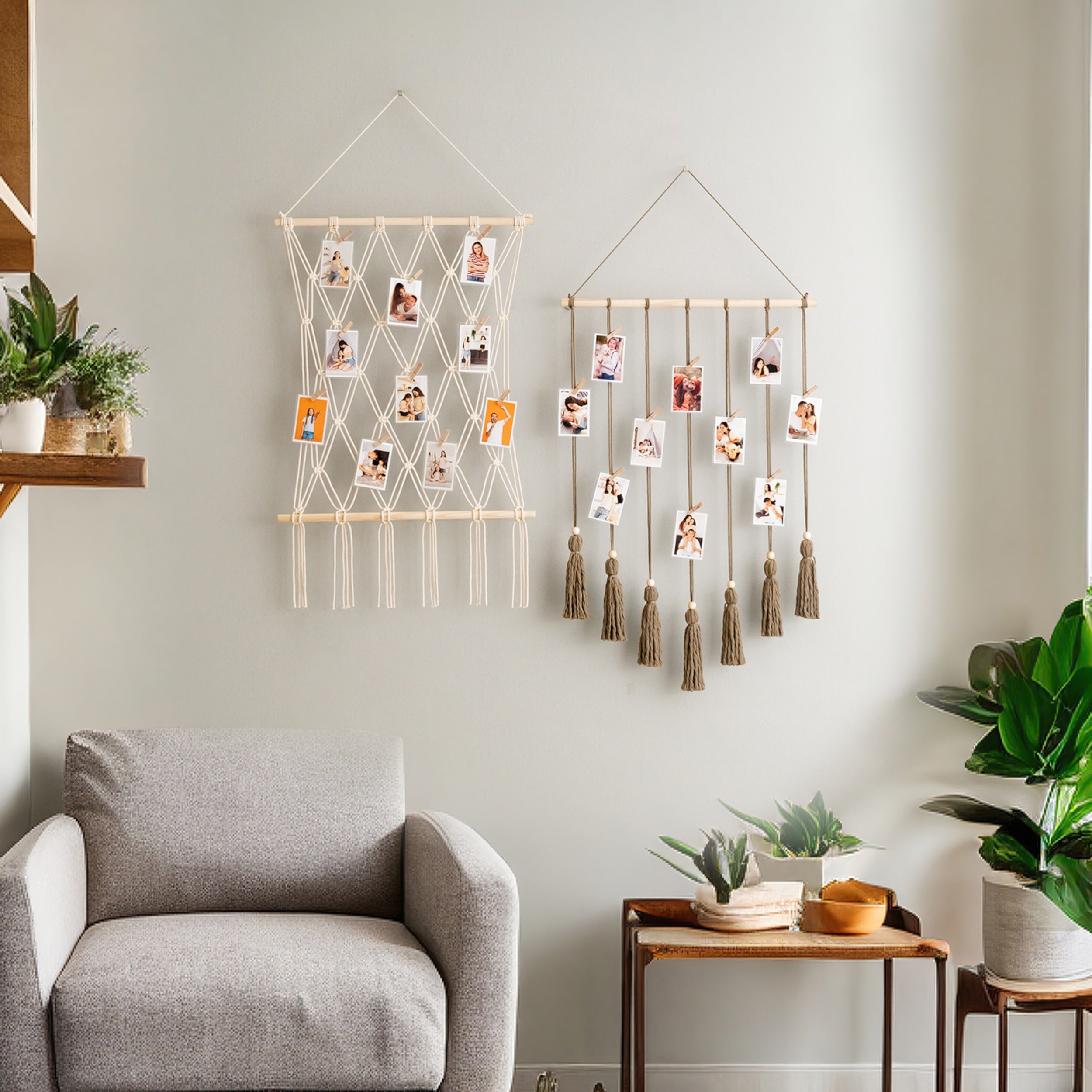 Boho Macrame Photo Display Hanger for Wall Décor H02