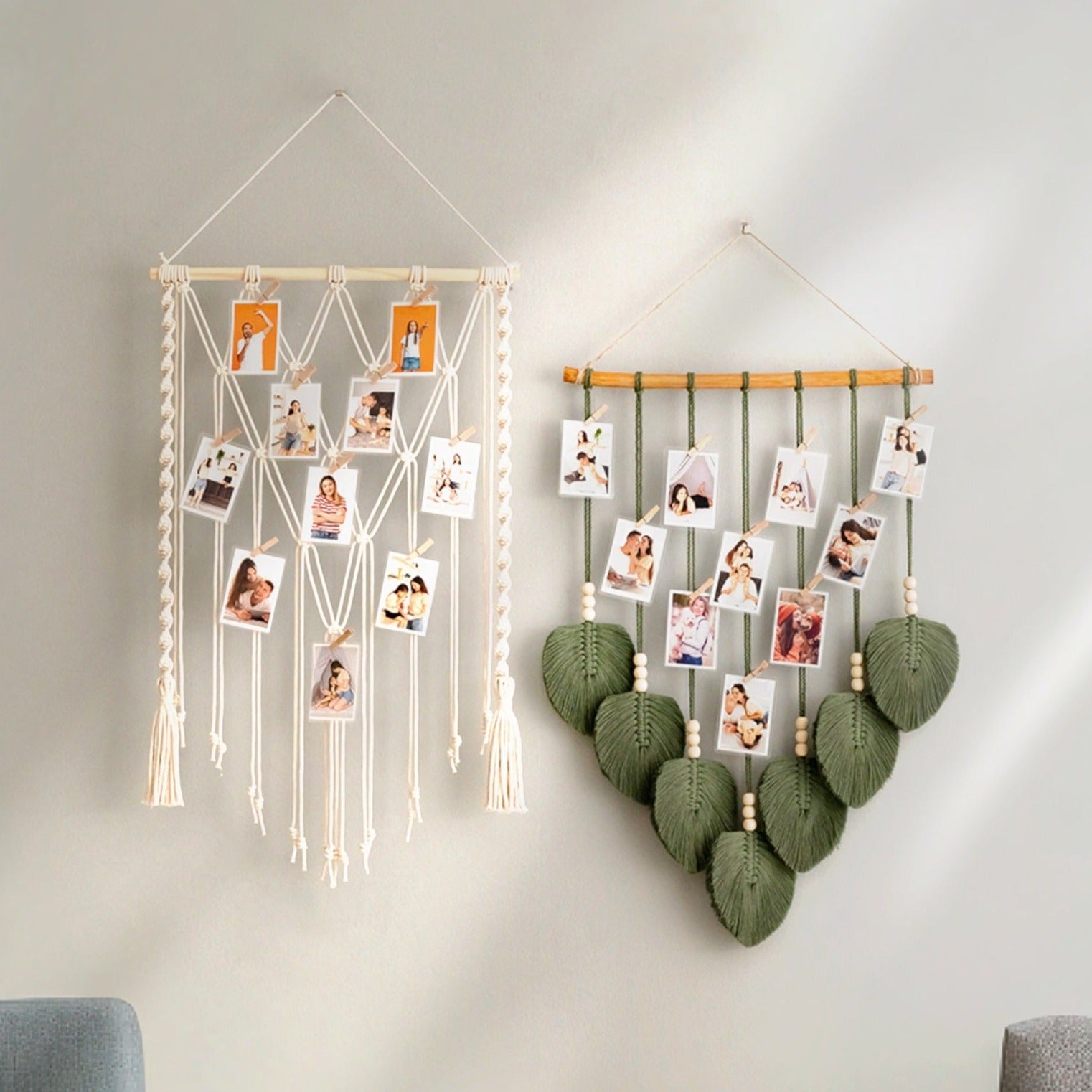 Boho Macrame Photo Display Hanger for Wall Décor H02