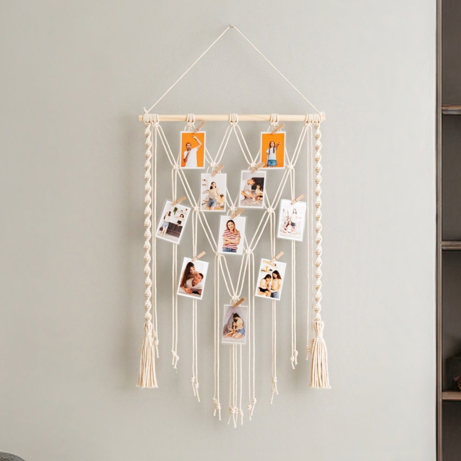 Boho Macrame Photo Display Hanger for Wall Décor H02