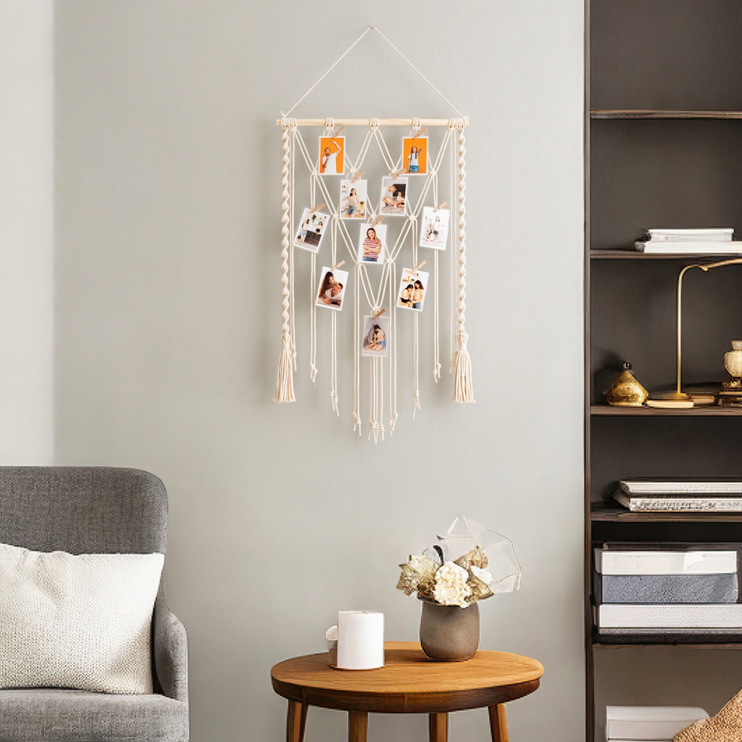 Boho Macrame Photo Display Hanger for Wall Décor H02