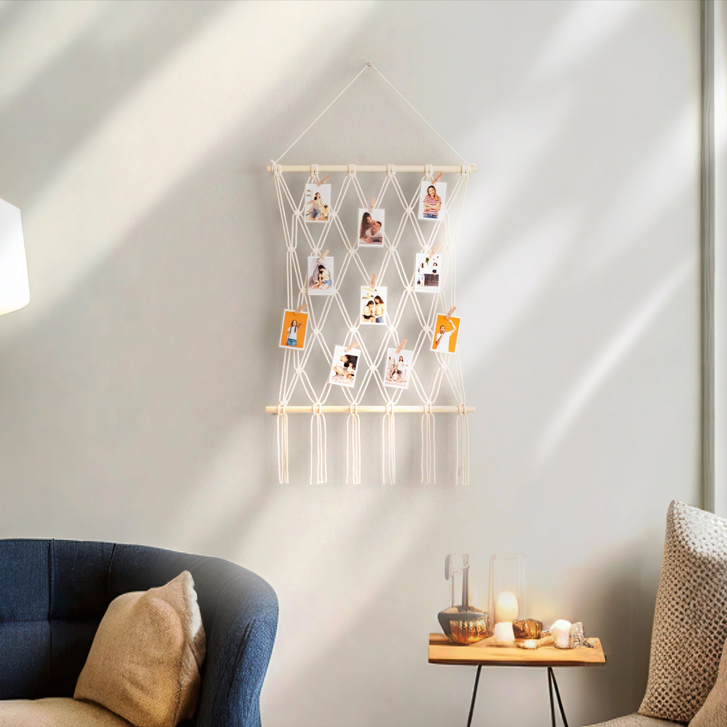Boho Macrame Photo Display Hanger for Wall Décor H02