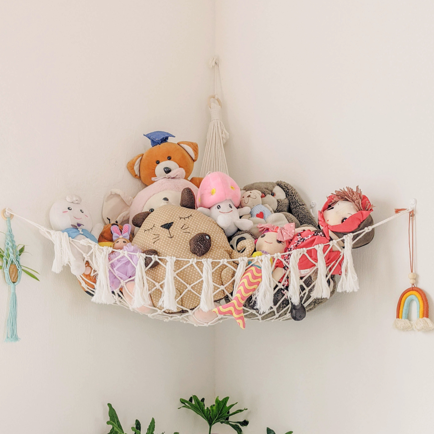 Macrame Toy Hammock for Boho Nursery Storage Solution