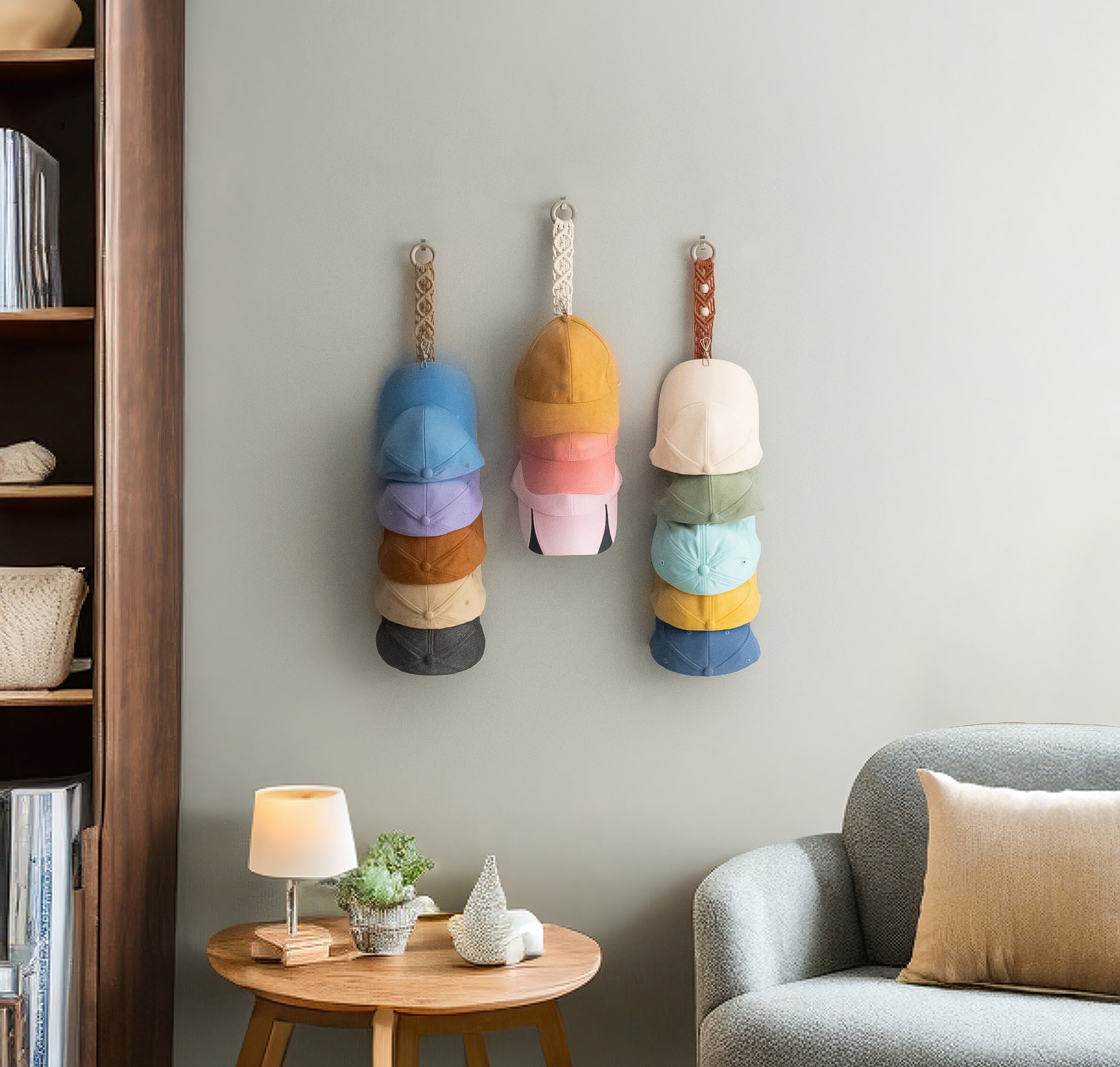 Macrame Baseball Cap Holder – Wall Hanging Hat Organizer H38