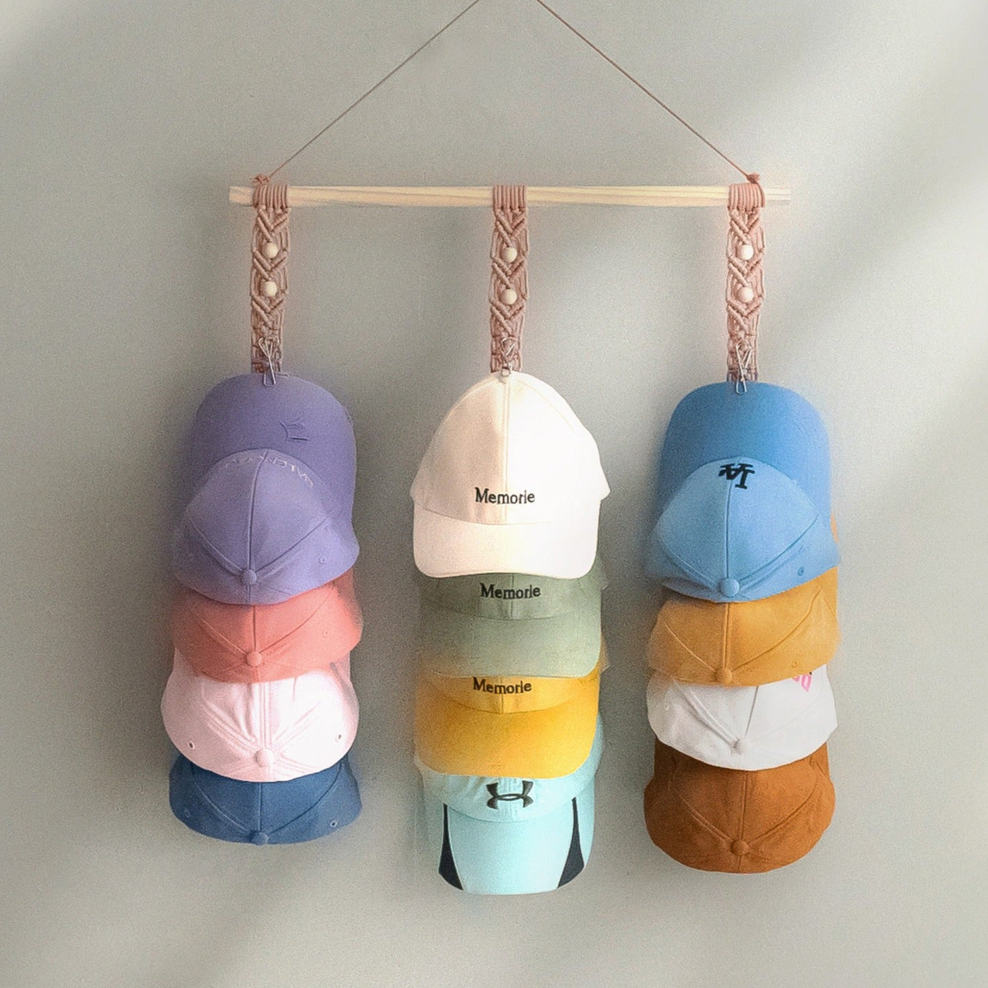 Macrame Boho Baseball Cap Holder for Closet Organization