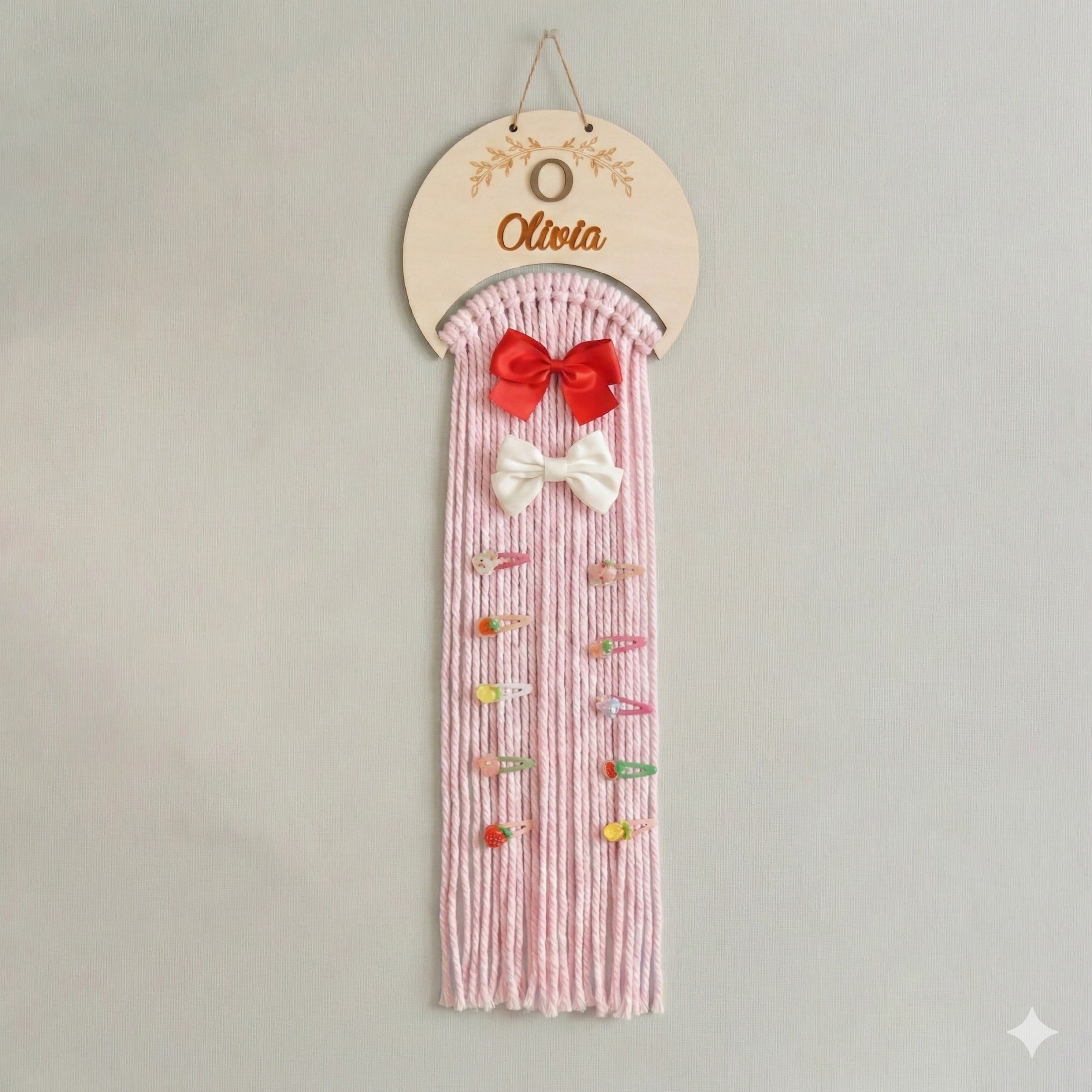 Personalized Macrame Bow Holder Cord for Hair Bow Organizer H74