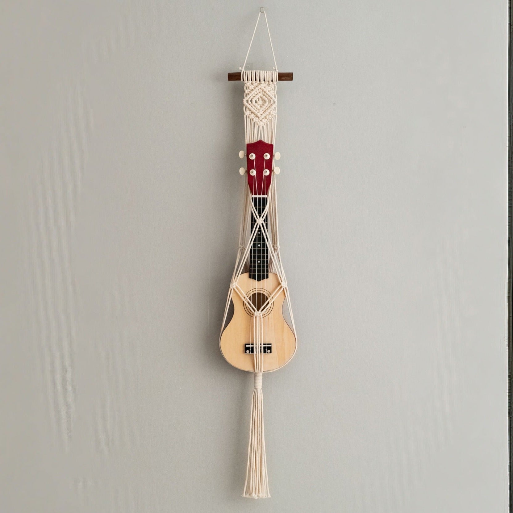 Macrame Ukulele Hanger – Ukulele Wall Mount for Boho Room Decor H77