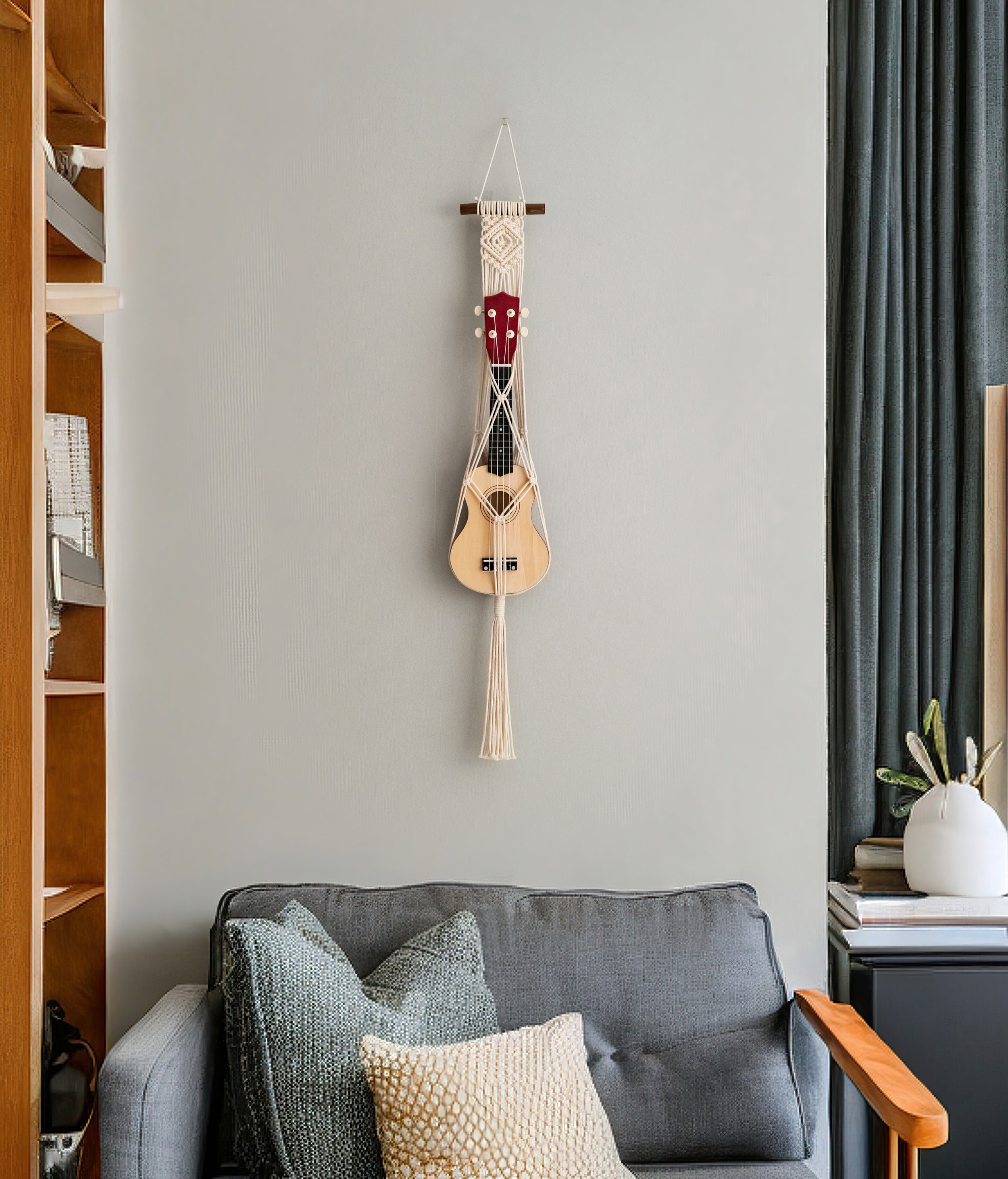 Macrame Ukulele Holder macrame cord for Ukulele Wall Hanger and Boho Decor H77