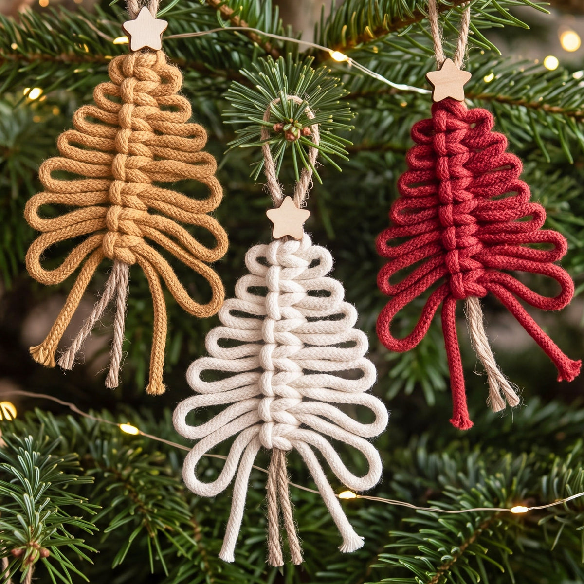 SET Boho Macrame Christmas Tree Hanging Ornament for Holidays X71