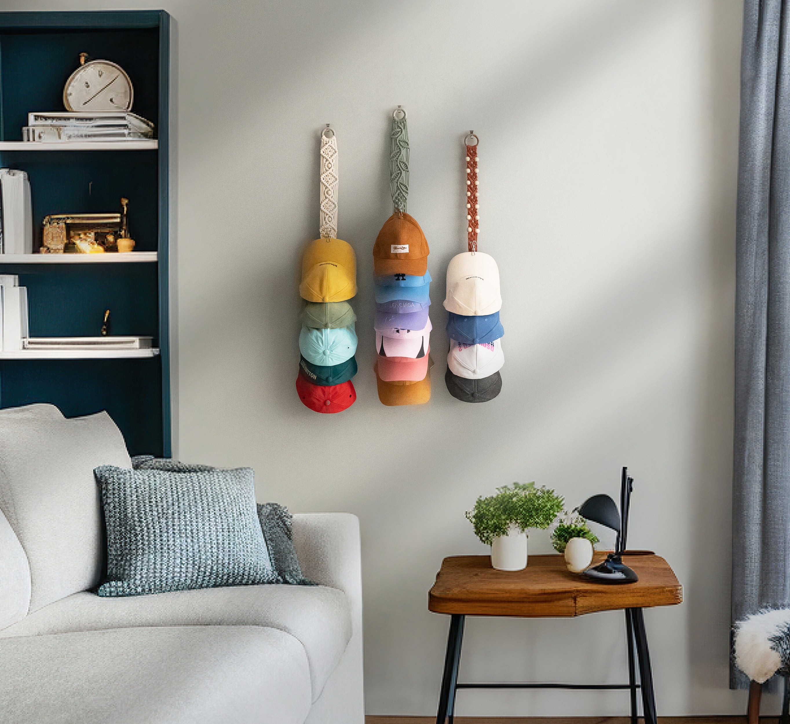 Macrame Baseball Cap Hanger – Wall Mounted Hat Organizer I11