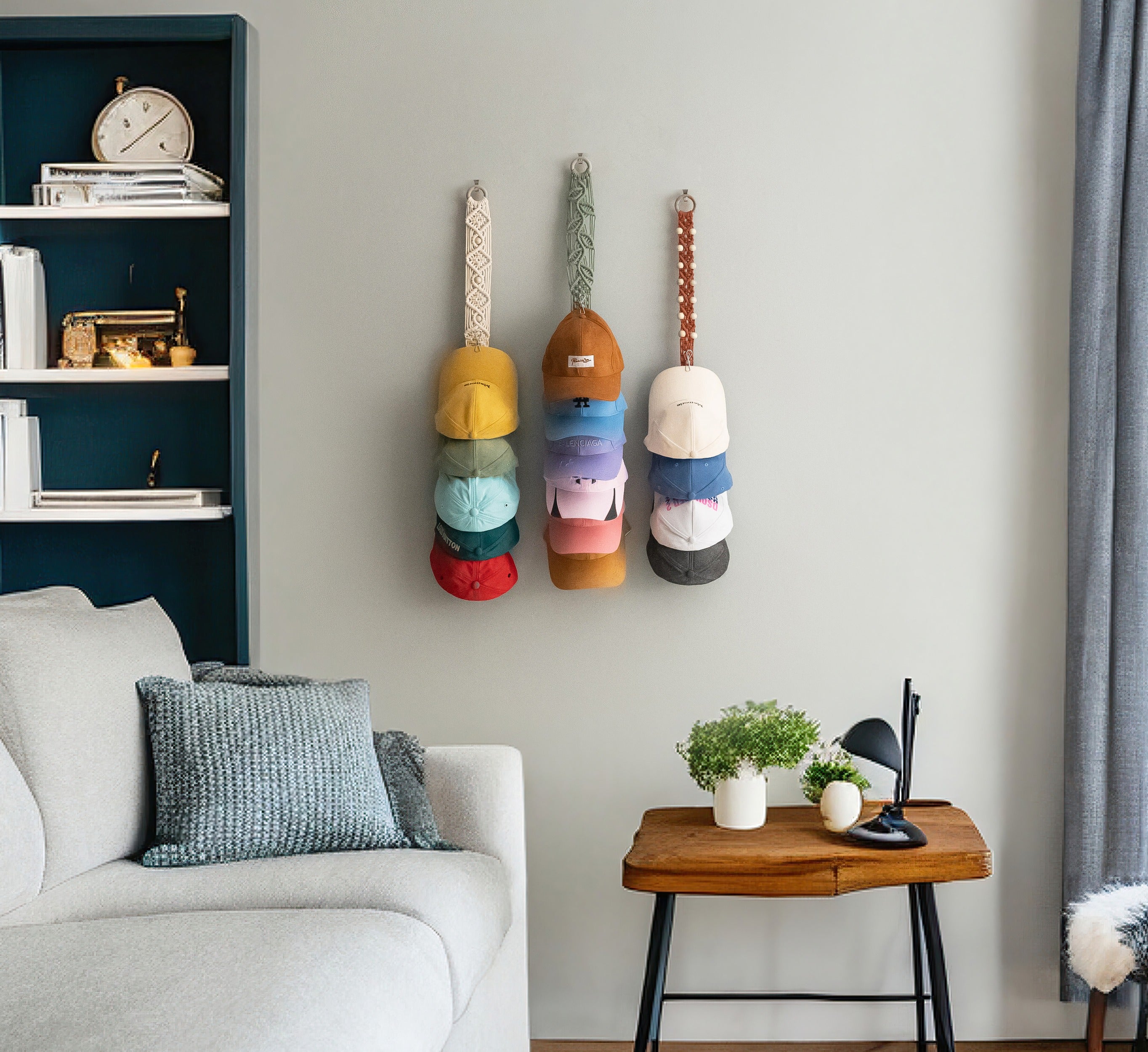 Macrame Baseball Cap Hanger – Wall Mounted Hat Organizer I11
