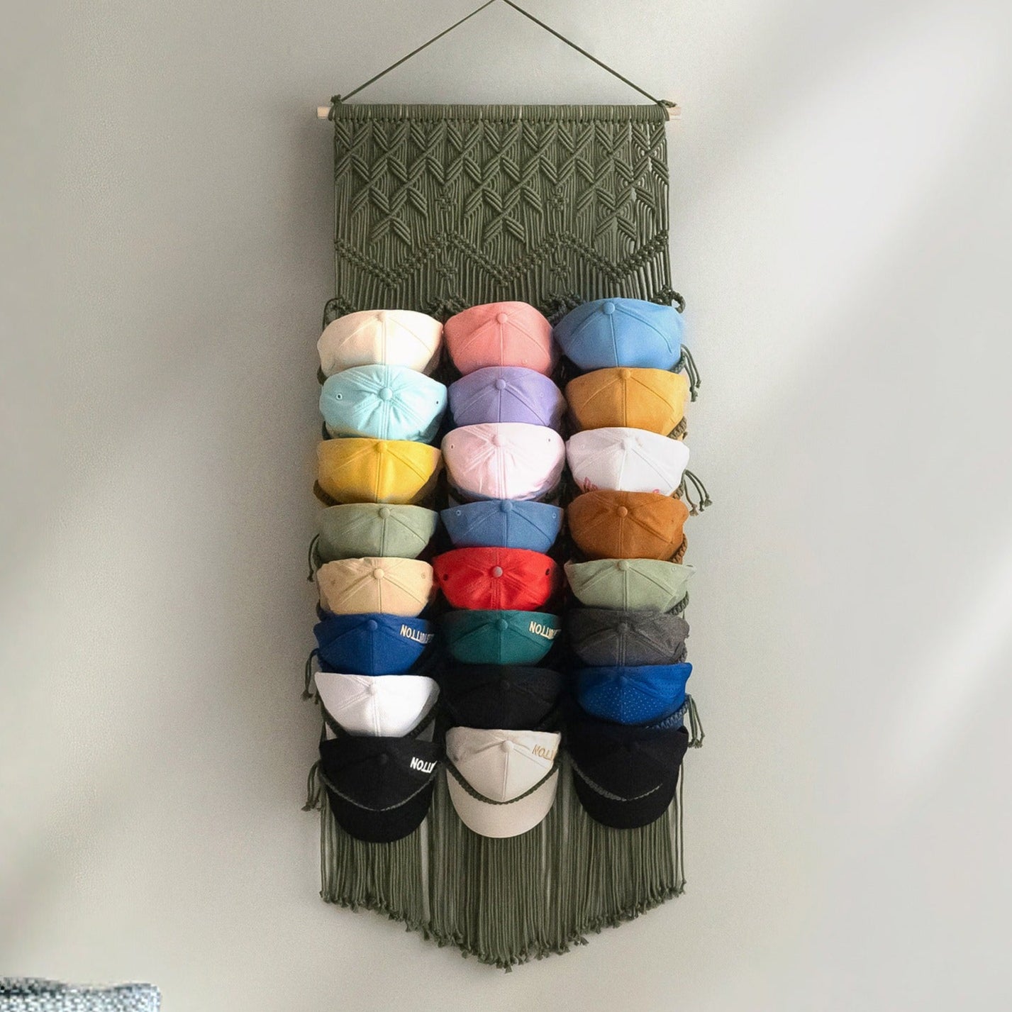 Macrame Baseball Cap Holder – Hat Organizer for Wall I23