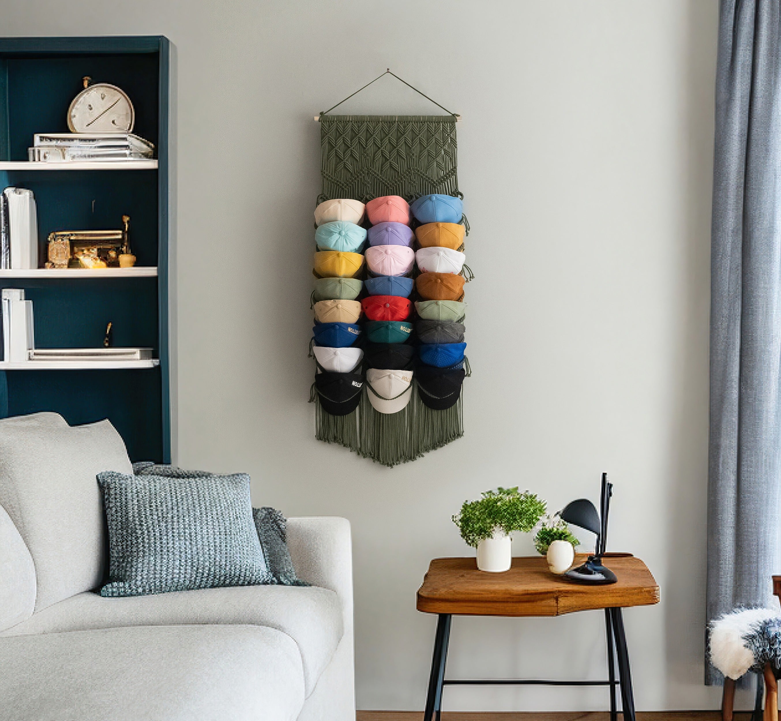 Macrame Baseball Cap Holder – Hat Organizer for Wall I23