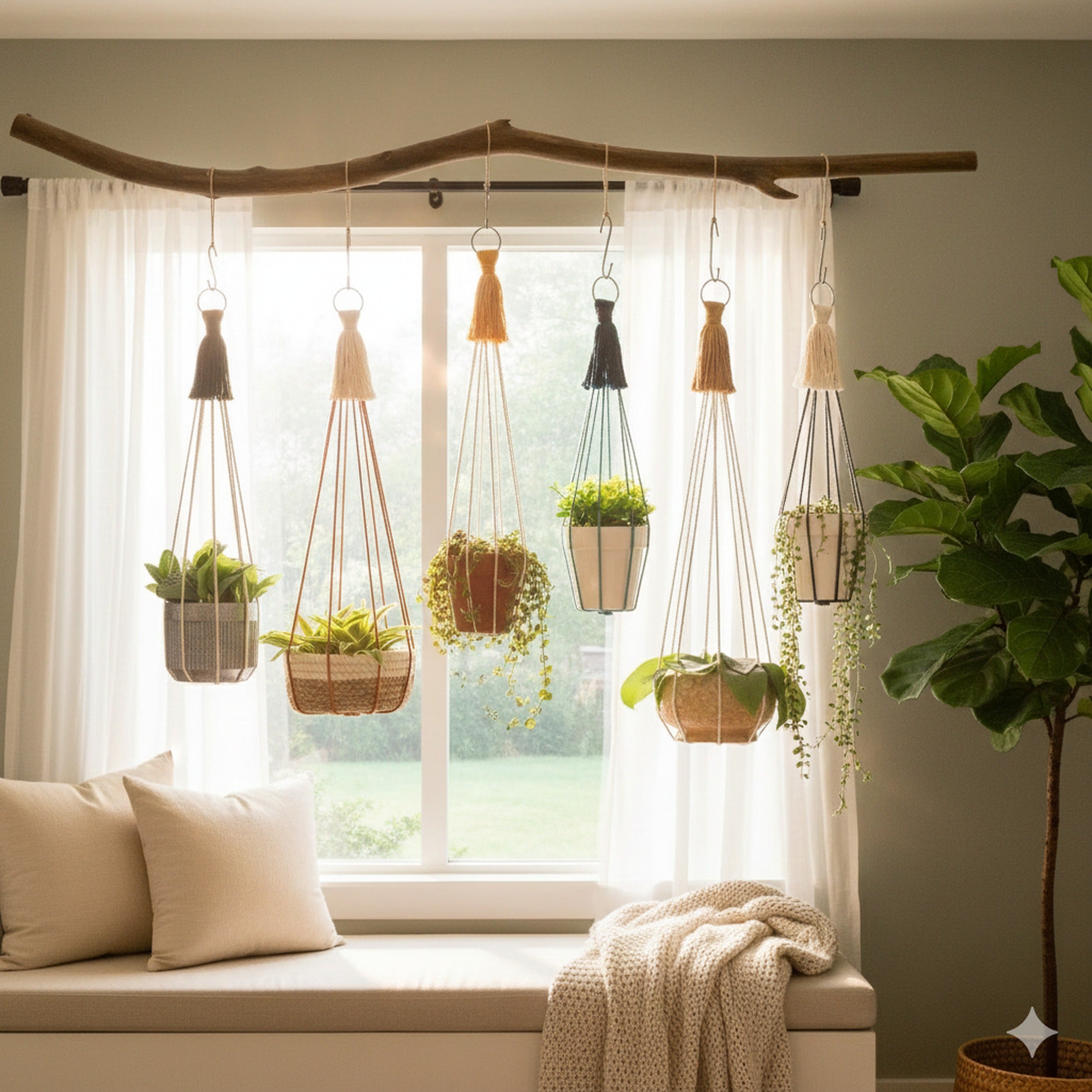 Macrame Plant Hanger – Cotton Cord Indoor Boho Decor I64