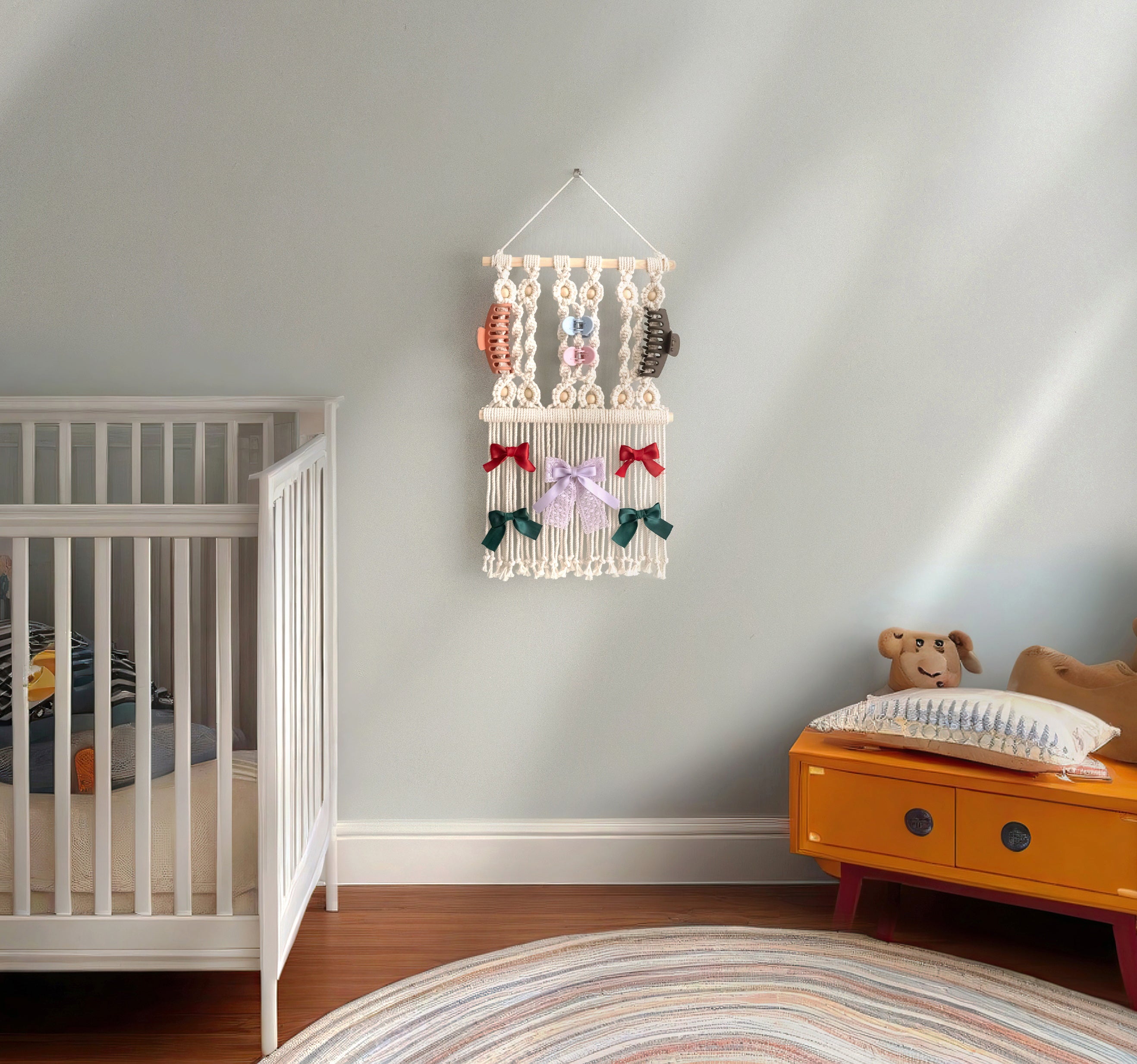 Macrame Hair Clip Holder macrame for Nursery Room Wall Decor I91