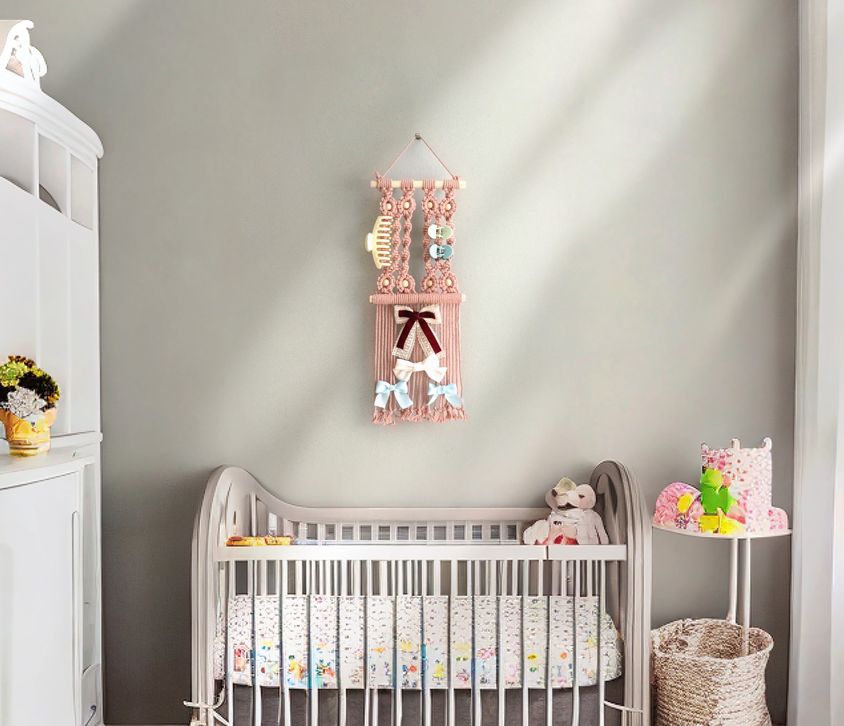 Macrame Hair Clip Holder macrame for Nursery Wall Hanging Decor I91