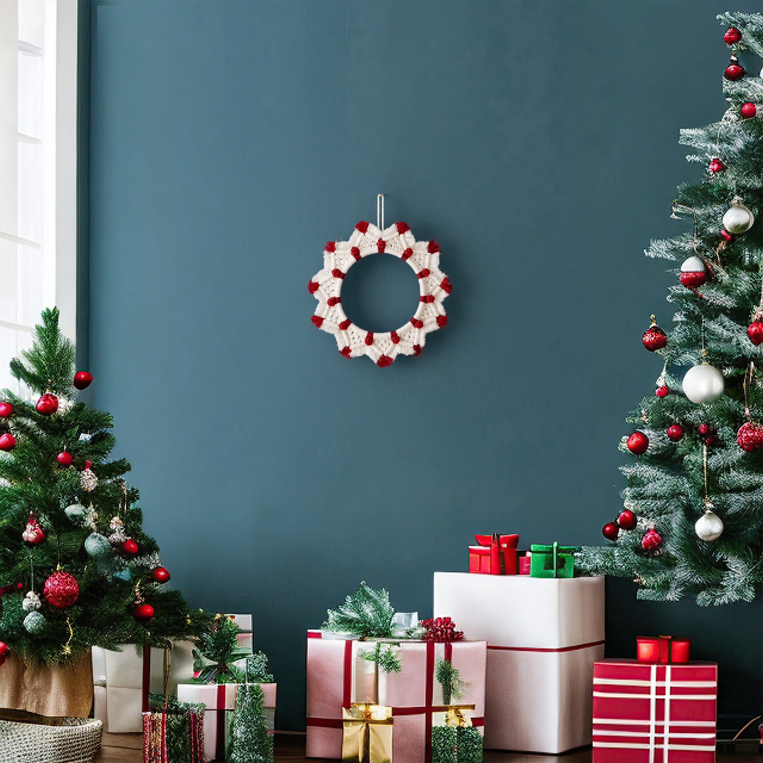 DIY Macrame Christmas Wreath Kit – Cotton Cord Holiday Craft K56