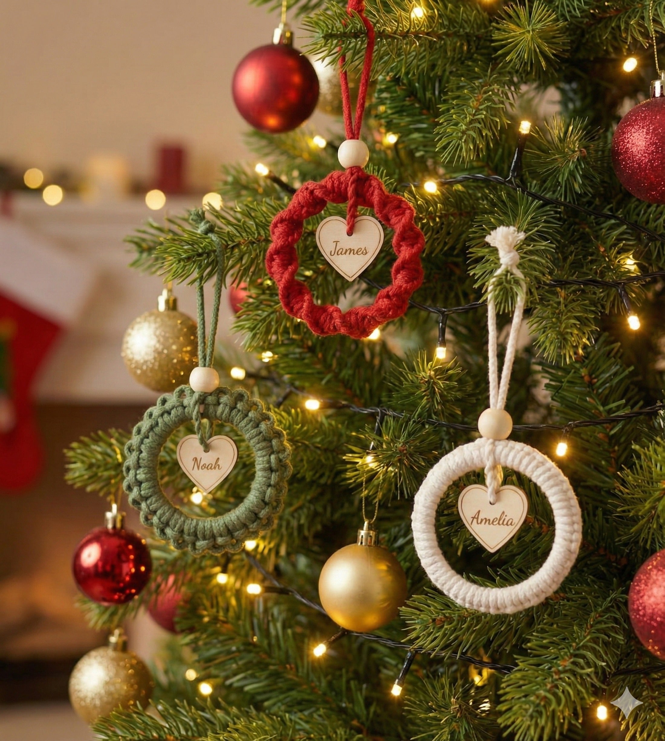 Personalized Macrame Ornament DIY Kit macrame cord wood for christmas diy kits K66