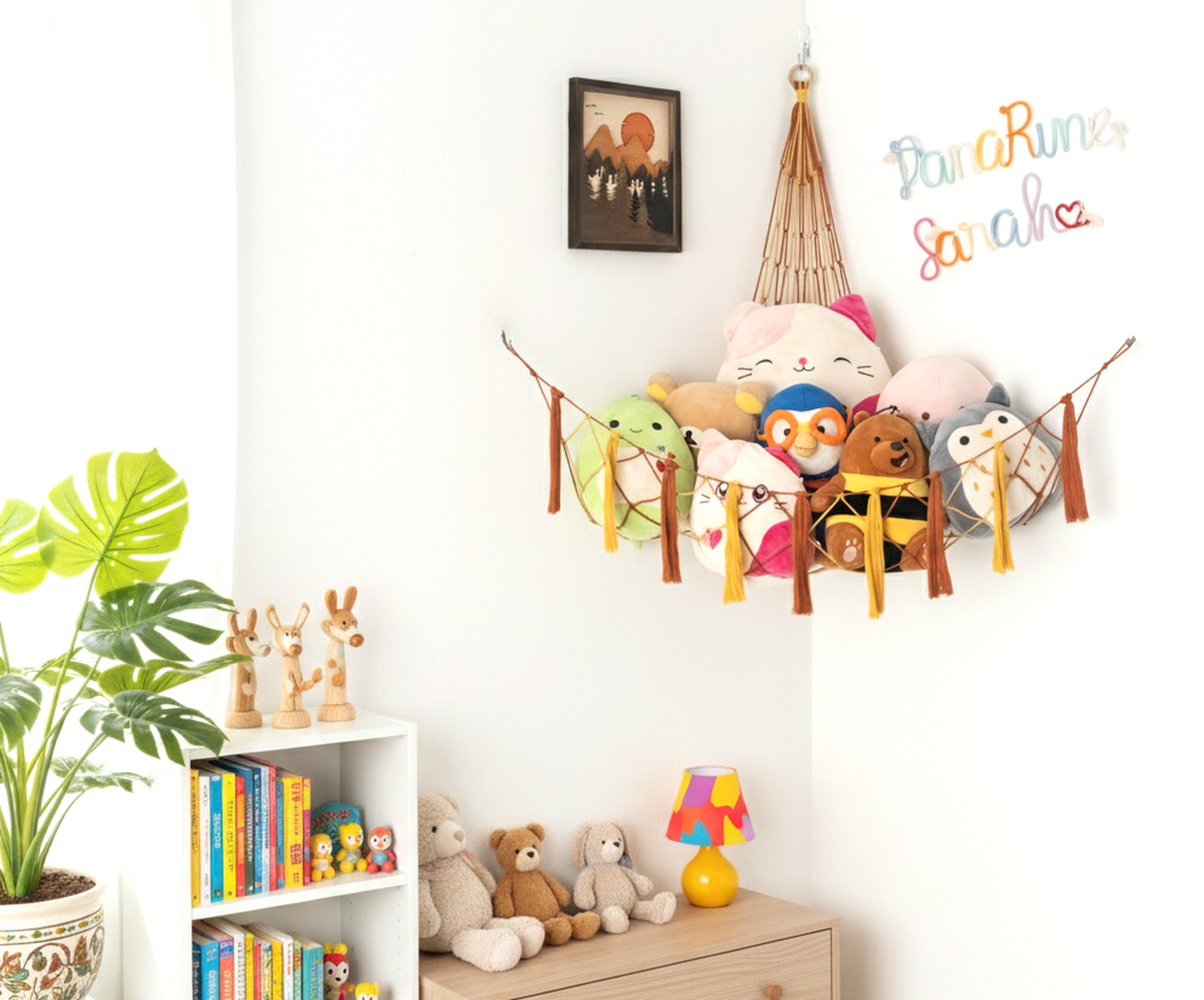 Macrame Toy Storage Hammock for Boho Nursery Decor H20