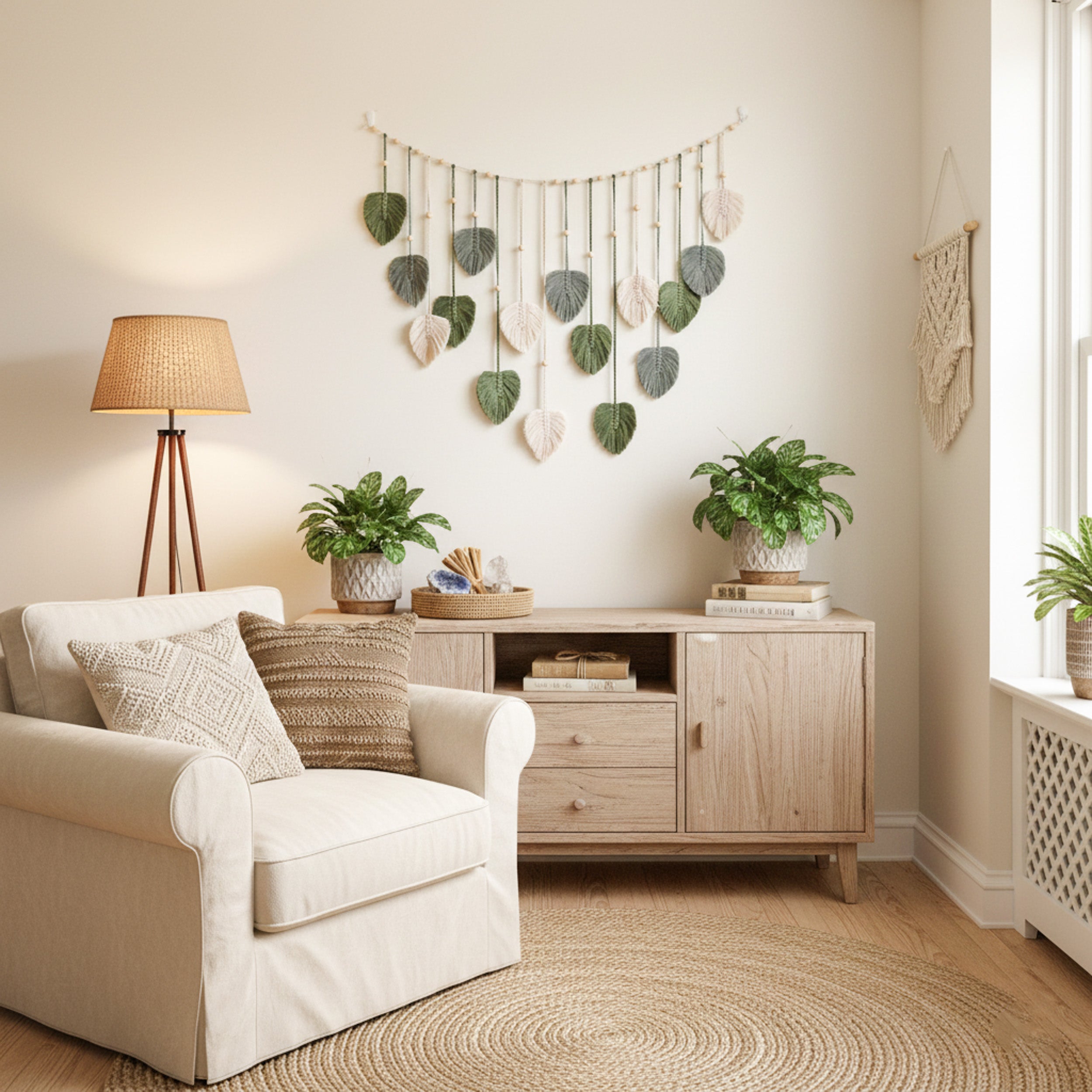 Macrame Leaves Garland macrame cord for Boho Leaf Wall Decor L09