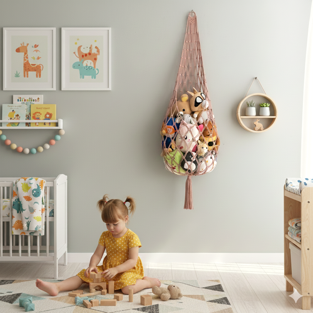 Macrame Toy Storage Hammock macrame cord for Toy Hammock Net I95