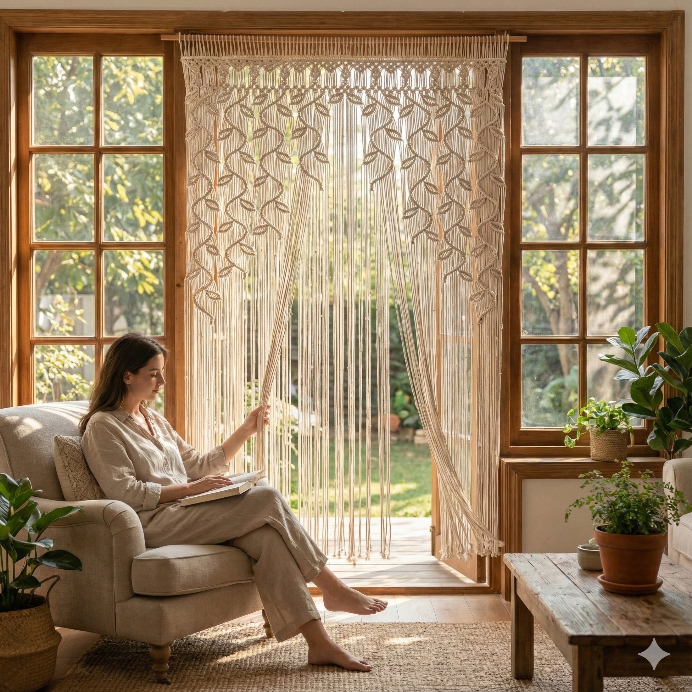 Macrame Curtain handmade macrame for boho wall decor and rustic style C01