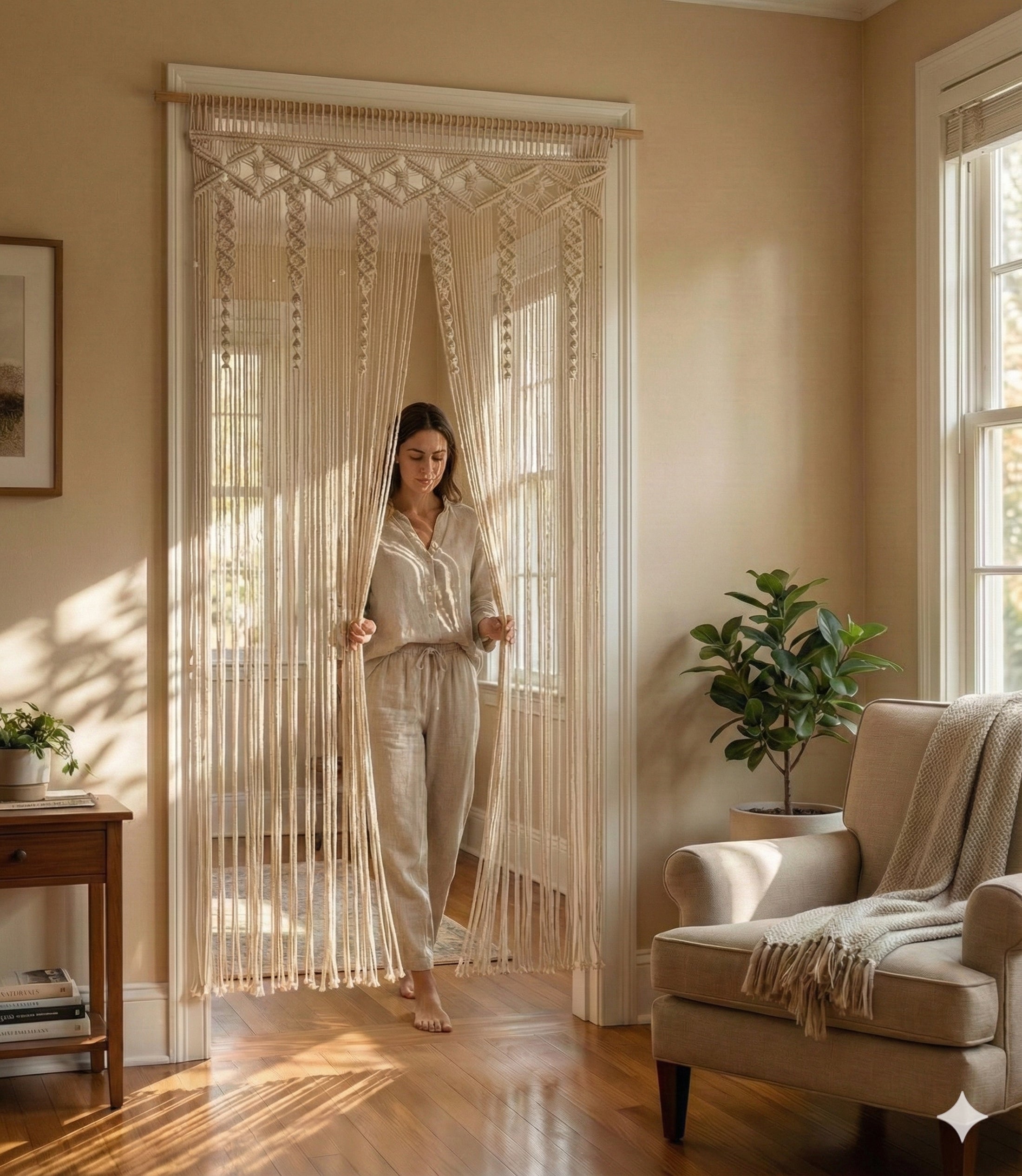 Boho Curtain Cotton Macrame - Pattern Macrame Curtain C06