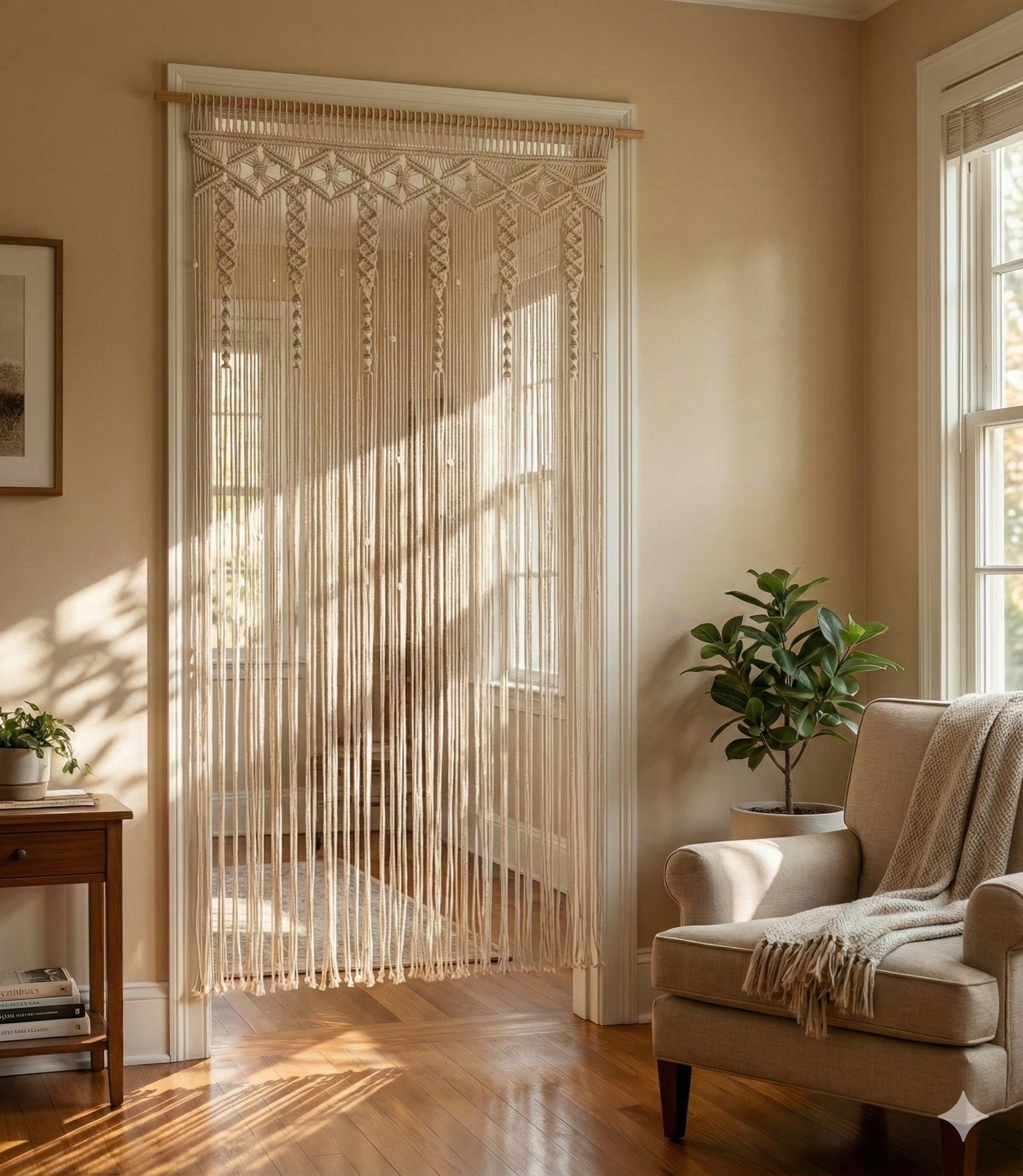 Boho Curtain Cotton Macrame - Pattern Macrame Curtain C06