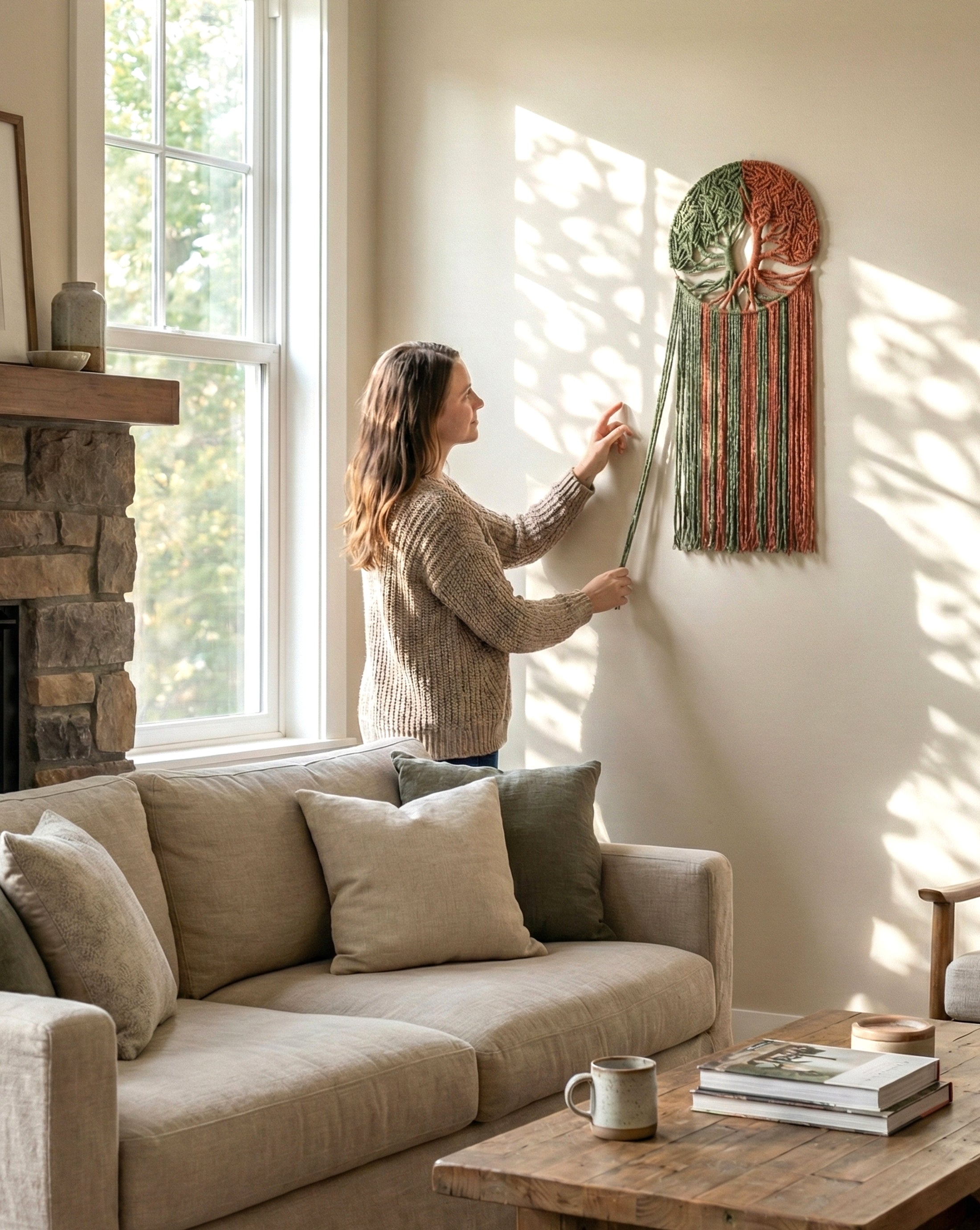 Macrame Tree of Life Wall Hanging for Boho Home Decor W17