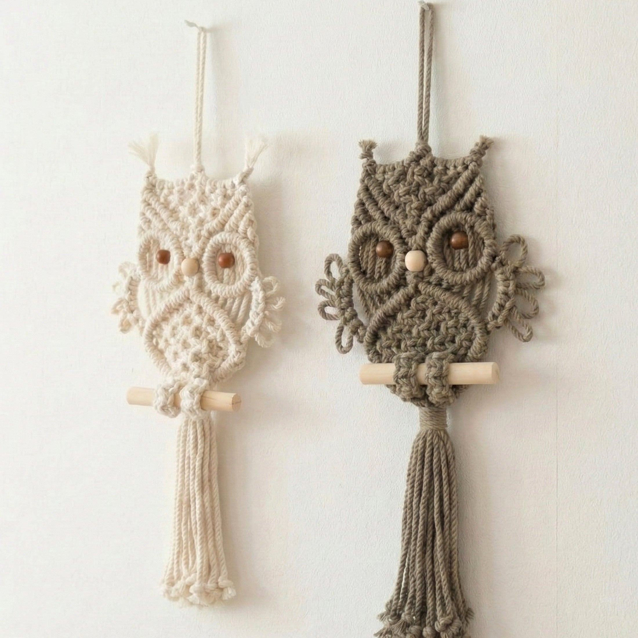 Boho Owl Wall Decor – Macrame Owl Hanging for Rustic Home Style W73