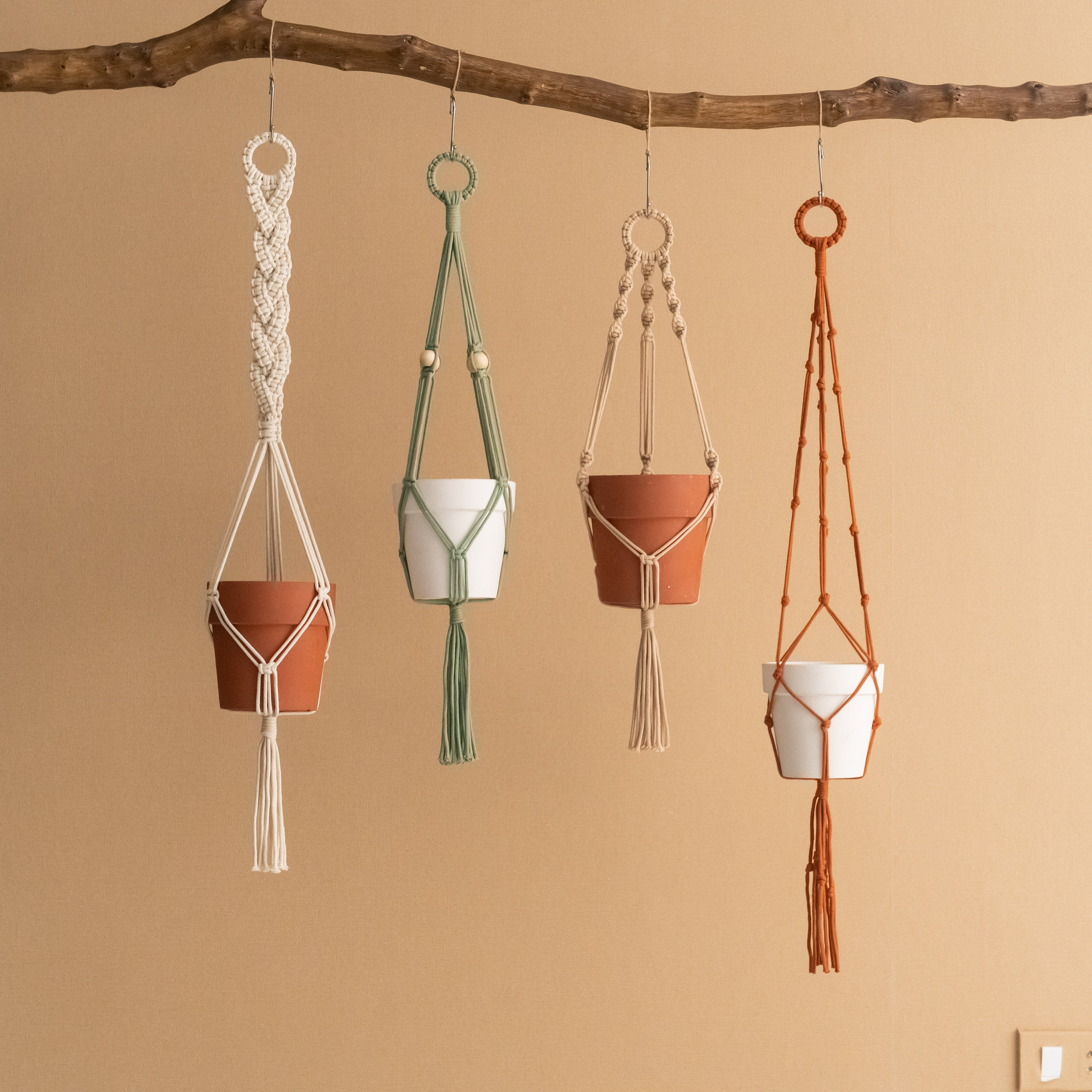 Macrame Hanging Plant Holder - Boho Wall Decor Cotton Rope I87