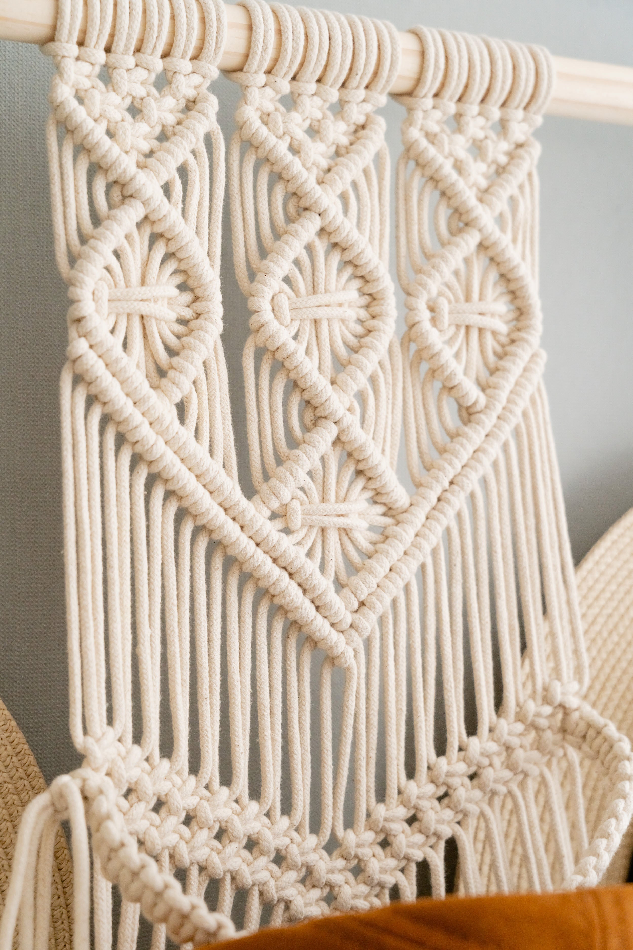 Macrame Hat and Cap Holder – Boho Wall Organizer Display I53
