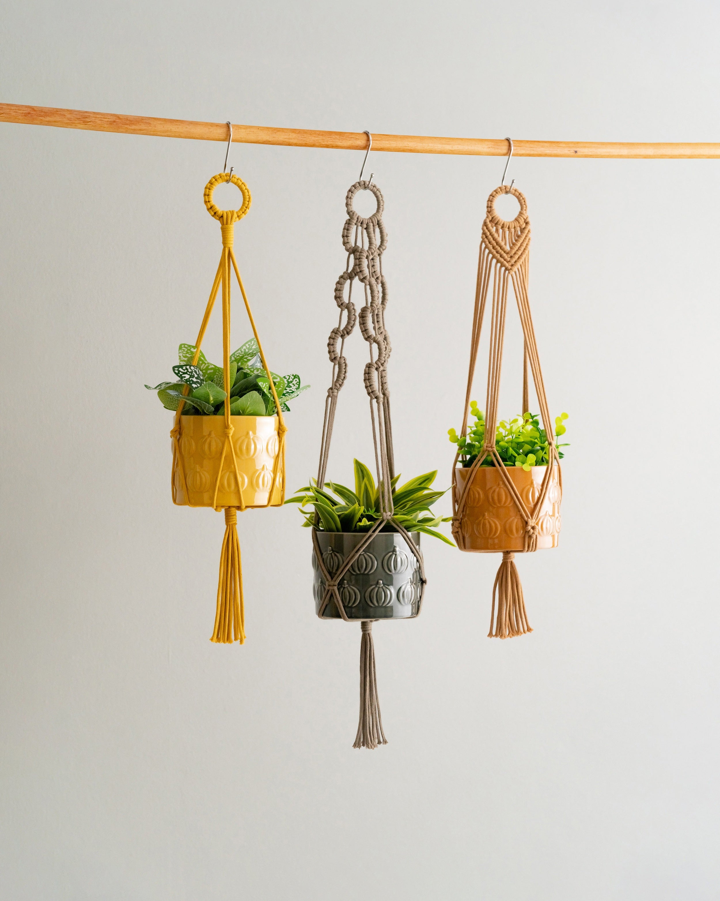 Macrame Plant Hanger with Tail – Cotton Boho Long Tassel Planter I48