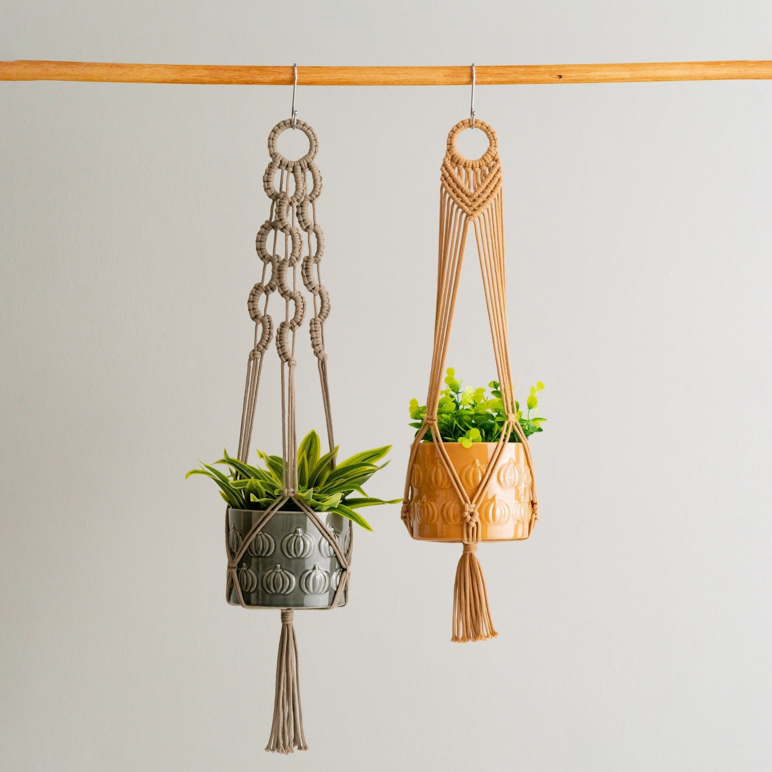 Macrame Plant Hanger with Tail – Cotton Boho Long Tassel Planter I48