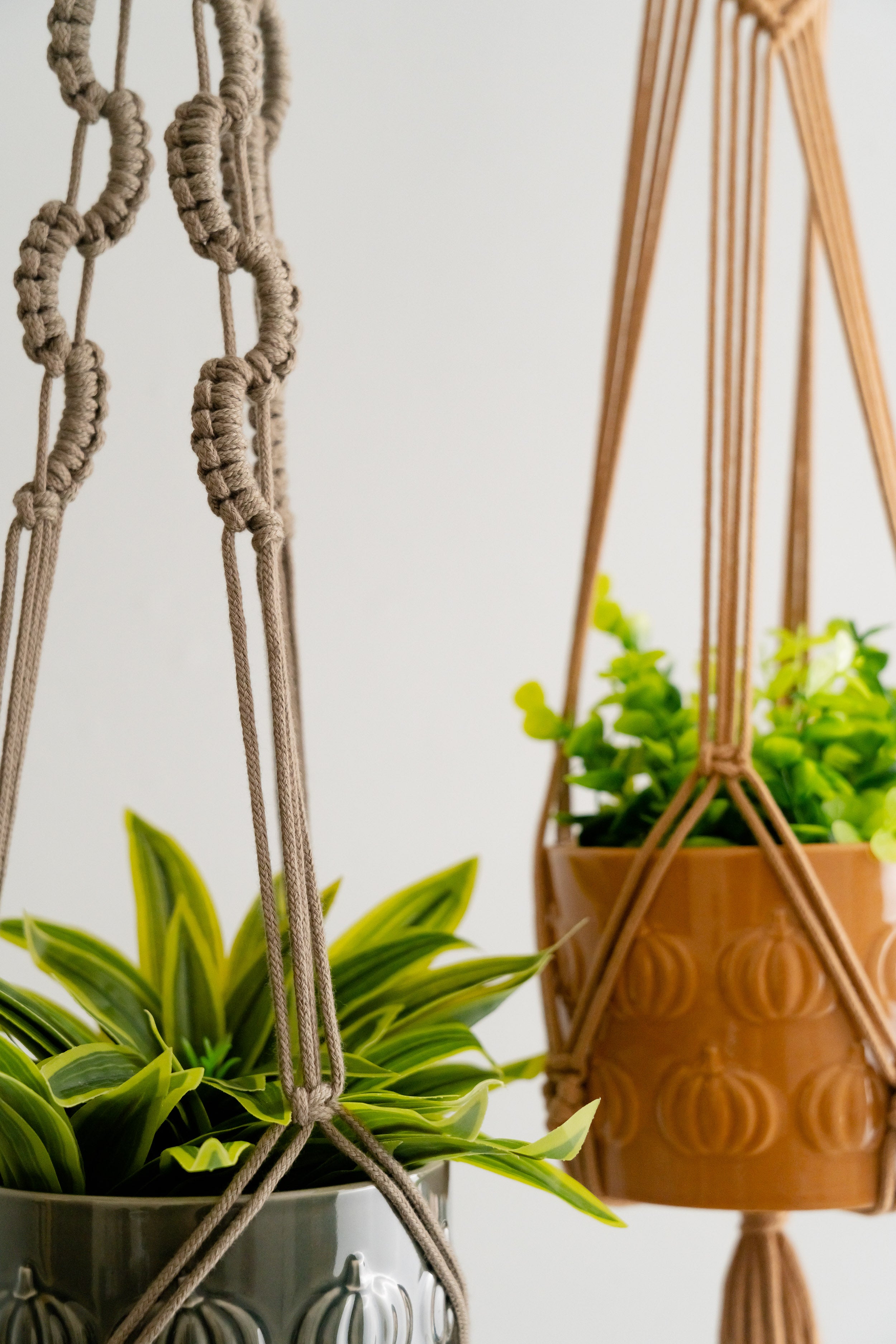 Macrame Plant Hanger with Tail – Cotton Boho Long Tassel Planter I48