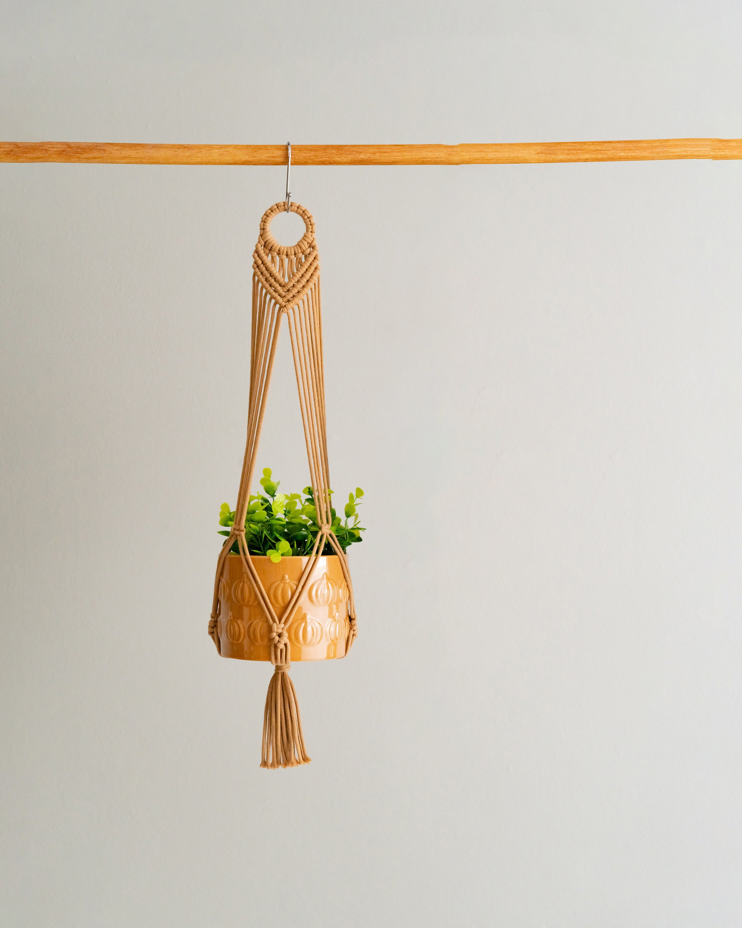 Macrame Plant Hanger with Tail – Cotton Boho Long Tassel Planter I48