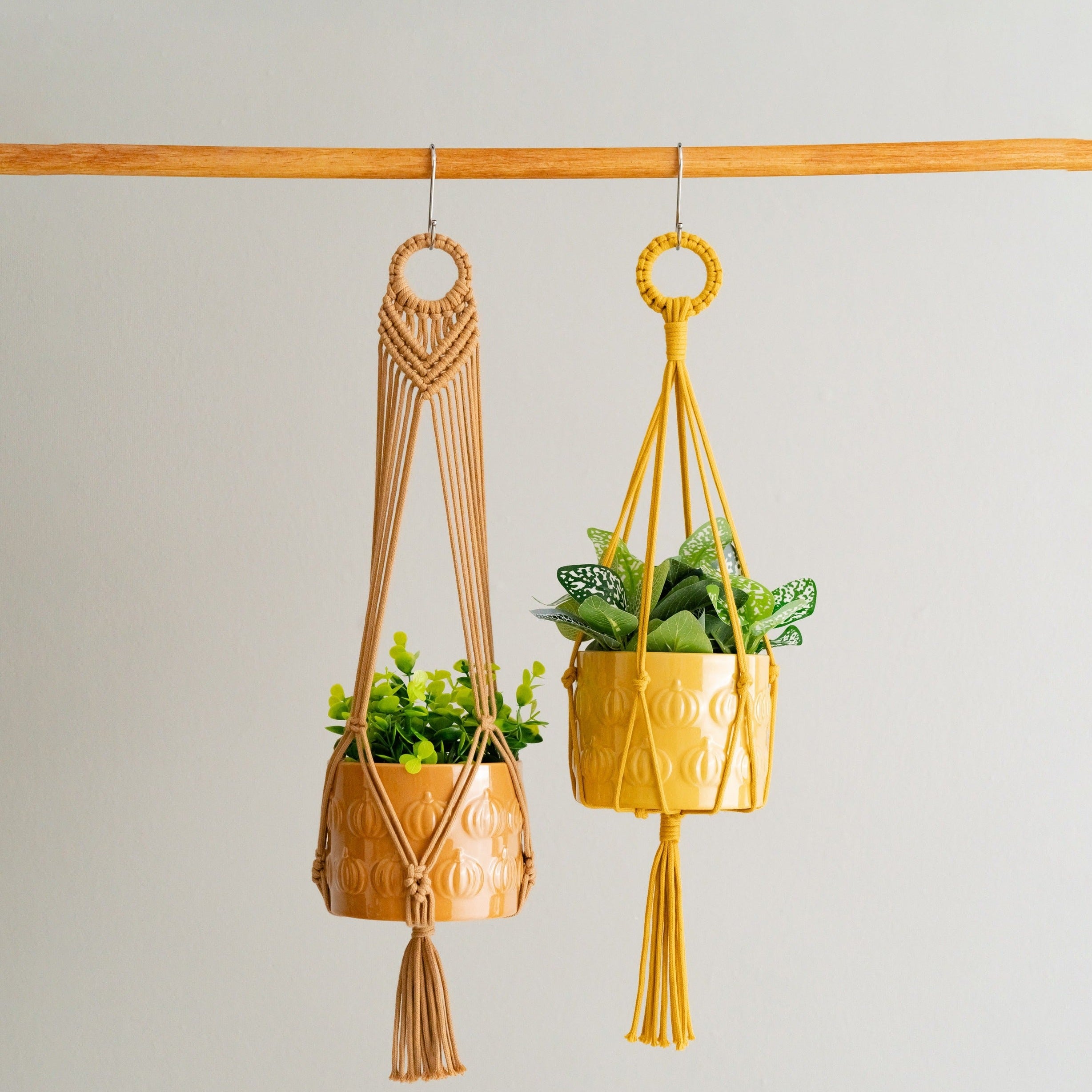 Macrame Plant Hanger with Tail – Cotton Boho Long Tassel Planter I48